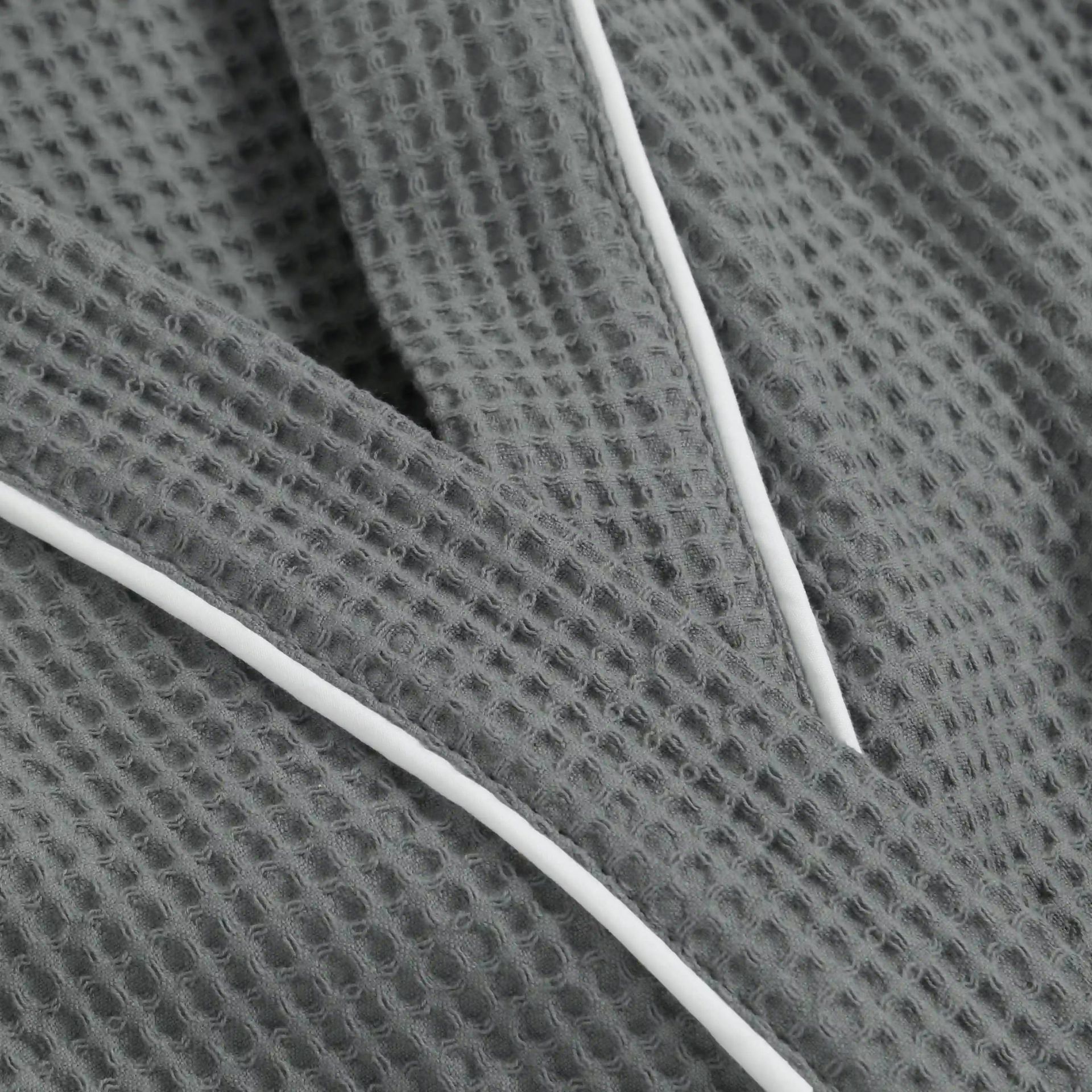 Solid Waffle 280 GSM 100% Cotton Grey Medium Bath Robe | Paleto