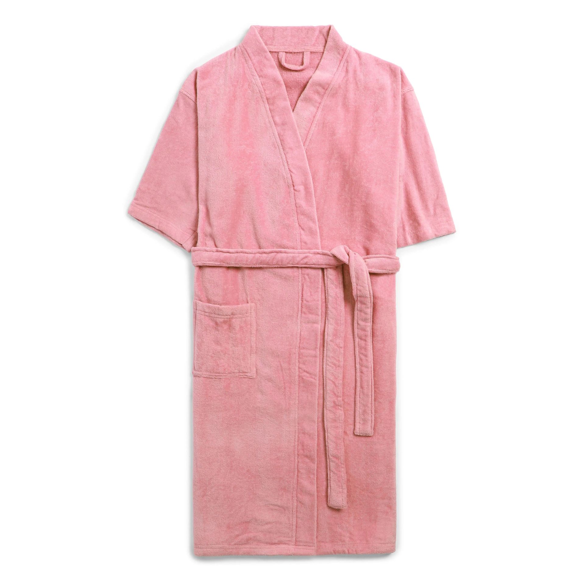 Solid Dyed 360 GSM 100% Cotton Rose Pink Medium Bath Robe | Paleto