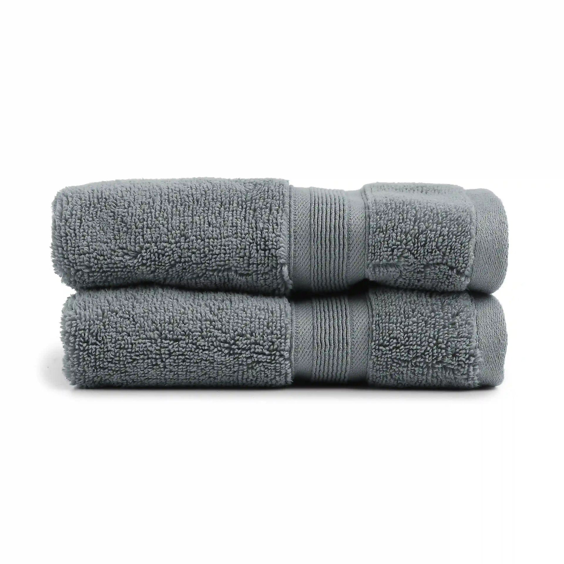 Solid Dyed 550 GSM 100% Cotton Graphite Hand Towel | Pelushe