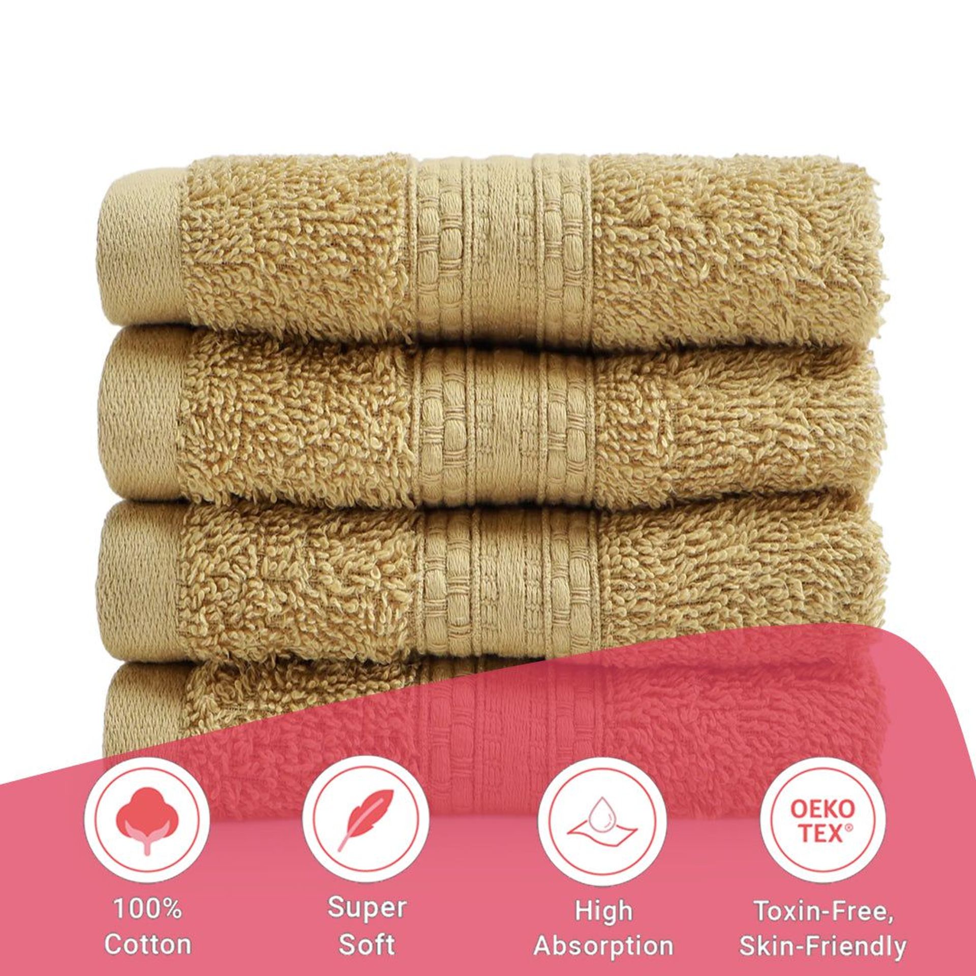 Solid Dyed 475 GSM 100% Cotton Beige Face Towel | Paleto