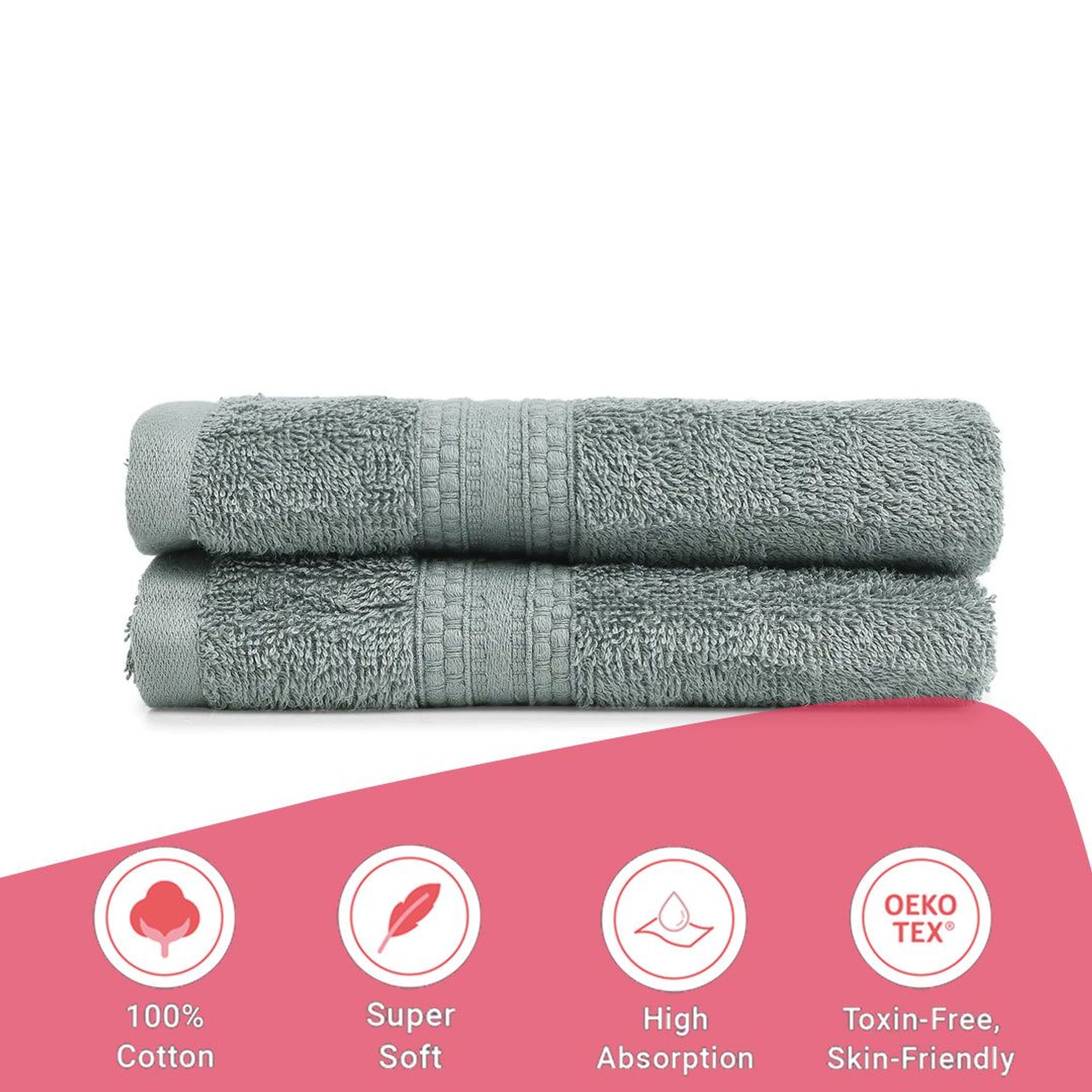 Solid Dyed 475 GSM 100% Cotton Graphite Hand Towel | Paleto
