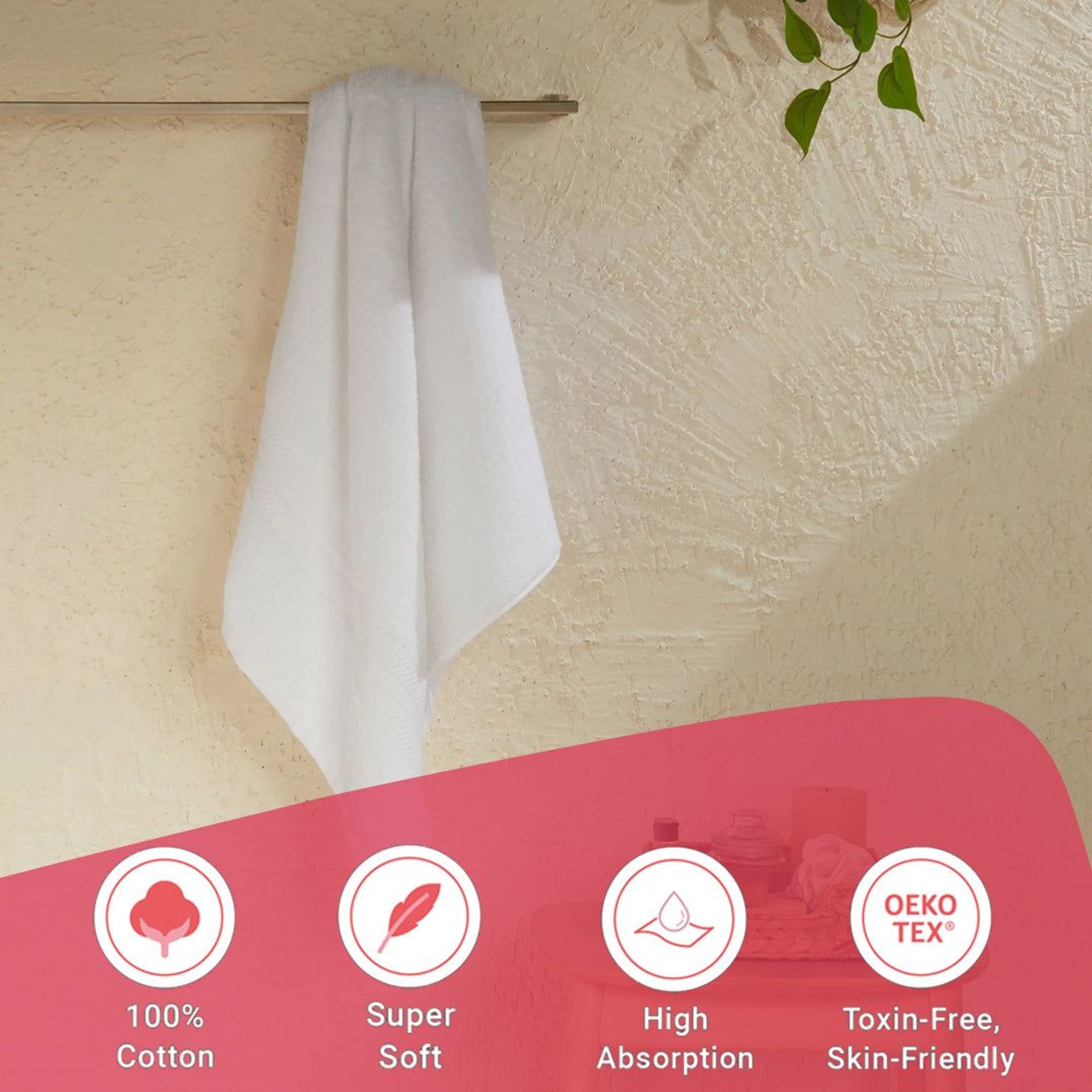 Solid Dyed 475 GSM 100% Cotton Optical White Bath Towel | Paleto