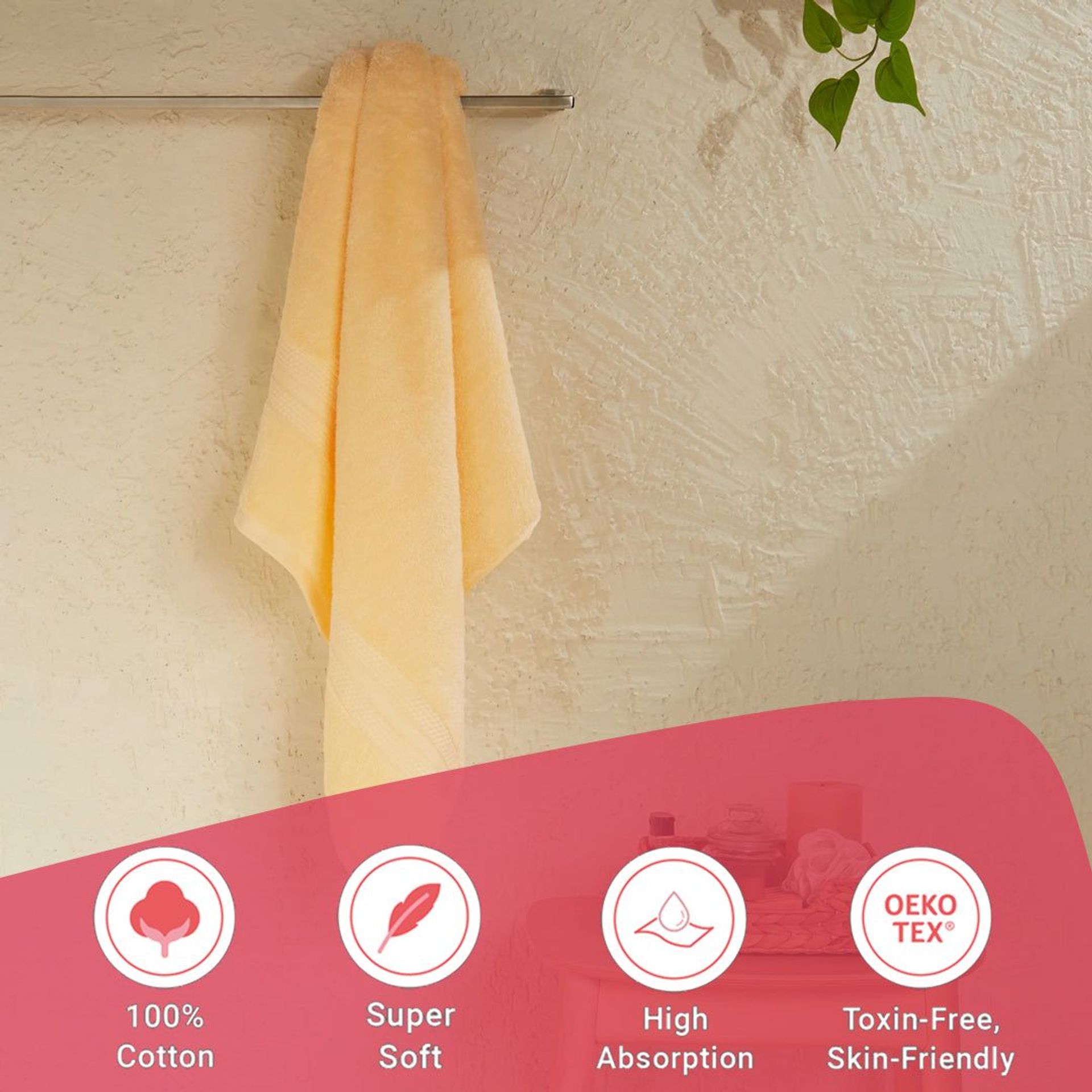 Solid Dyed 475 GSM 100% Cotton Buttercream Bath Towel | Paleto