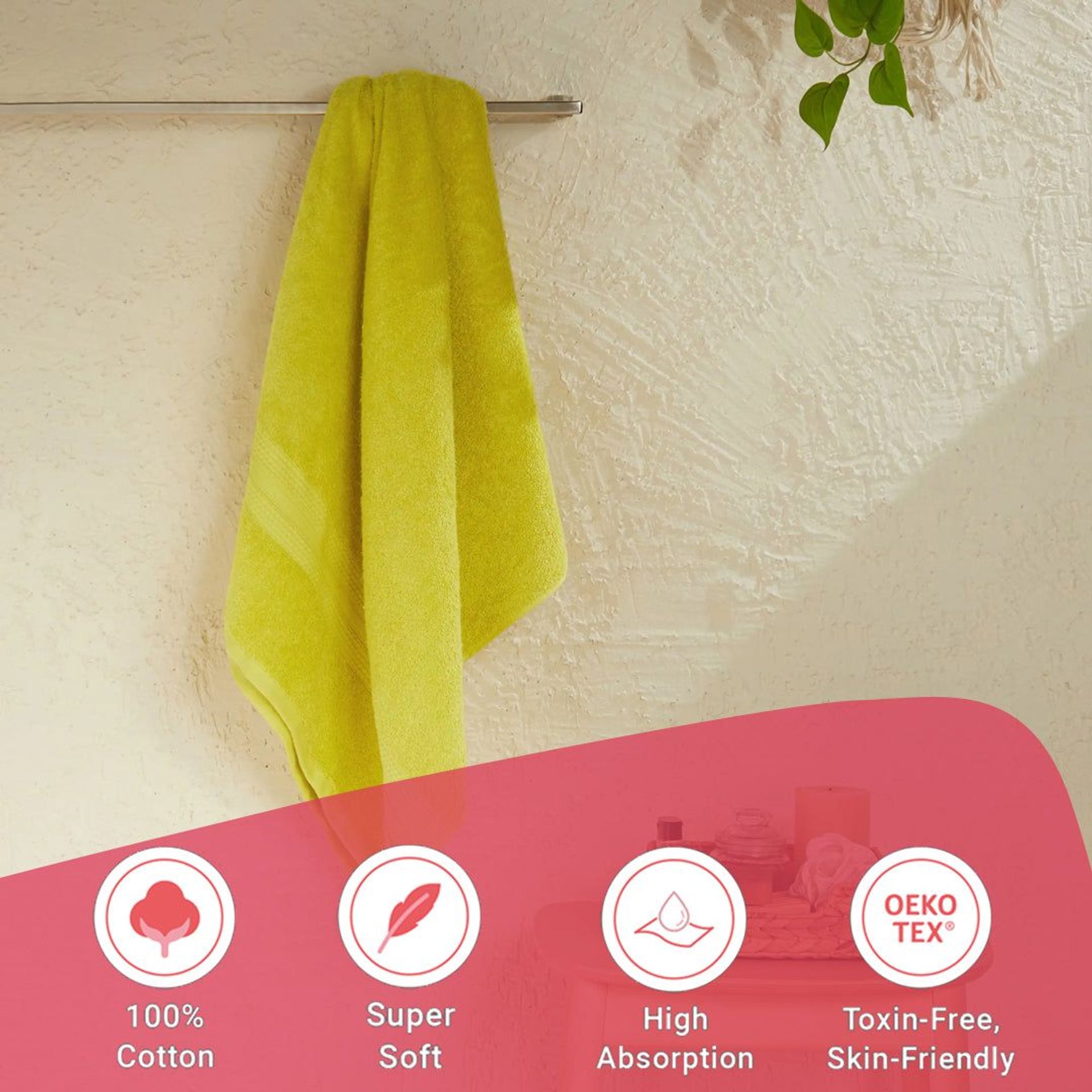 Solid Dyed 475 GSM 100% Cotton Apple Green Bath Towel | Paleto