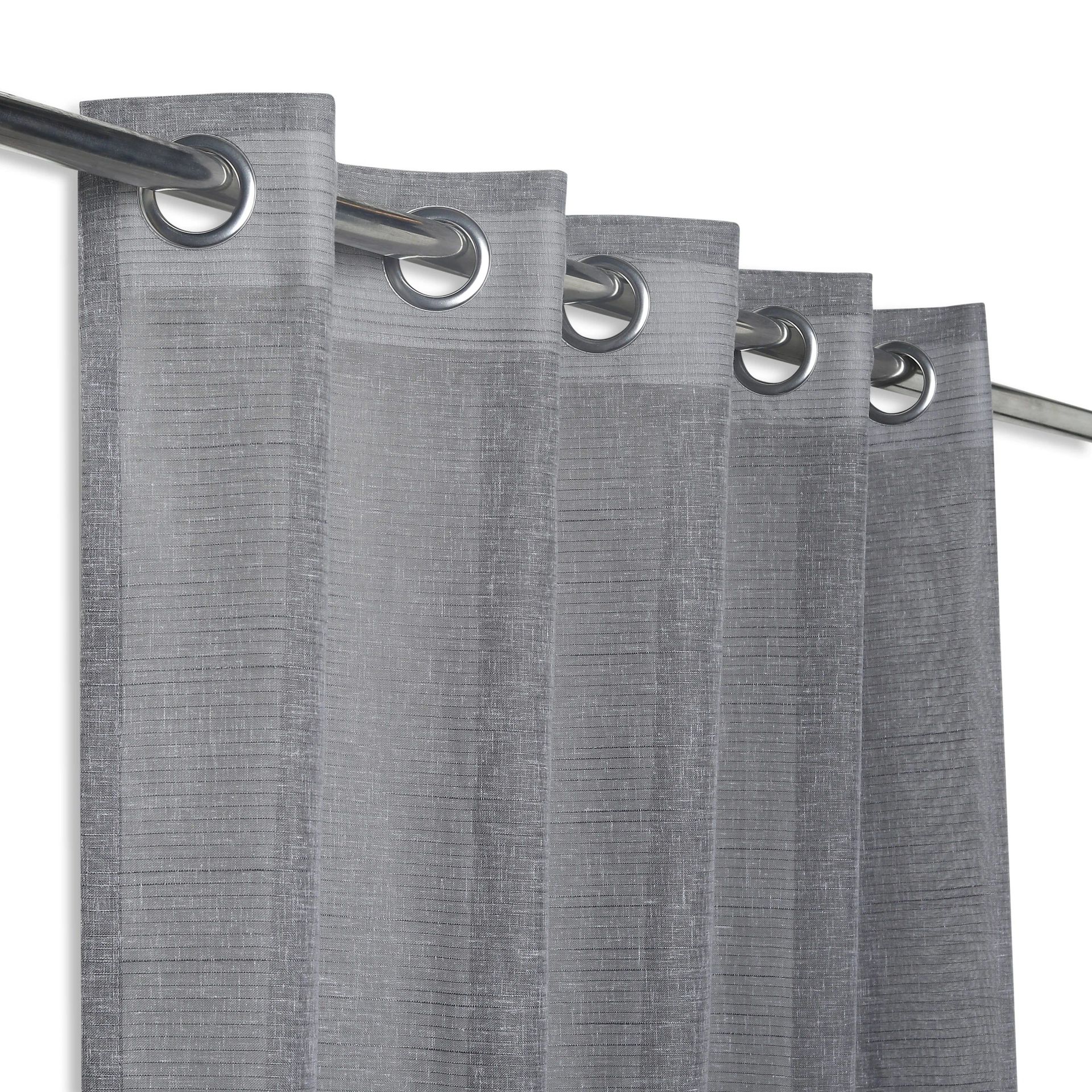 Sheer Polyester Cotton Linen blend Slate Set of 2 Door Curtains | Velina