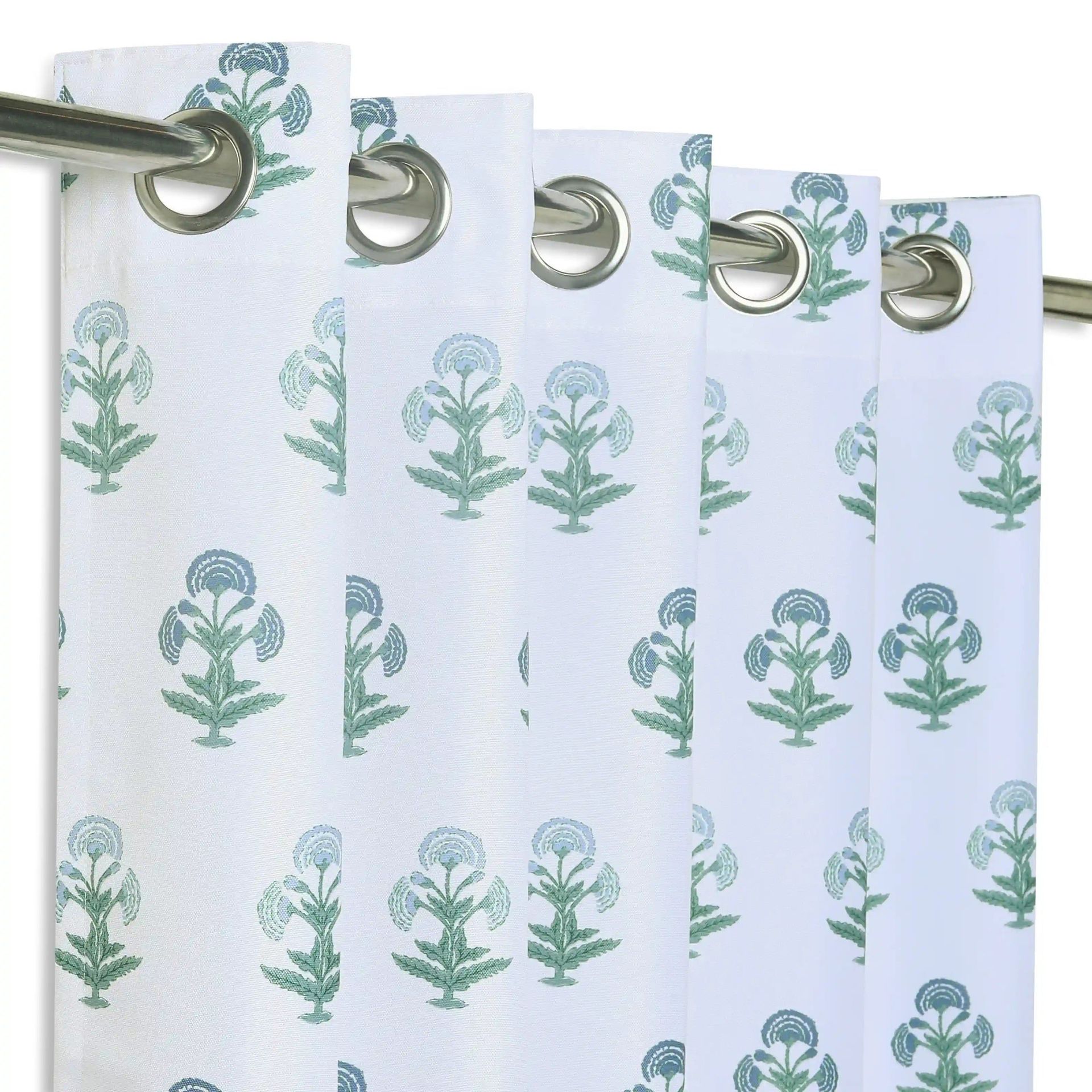 Indian Heritage 100% Polyester Blue Set of 2 Door Curtains | Chippa Lane