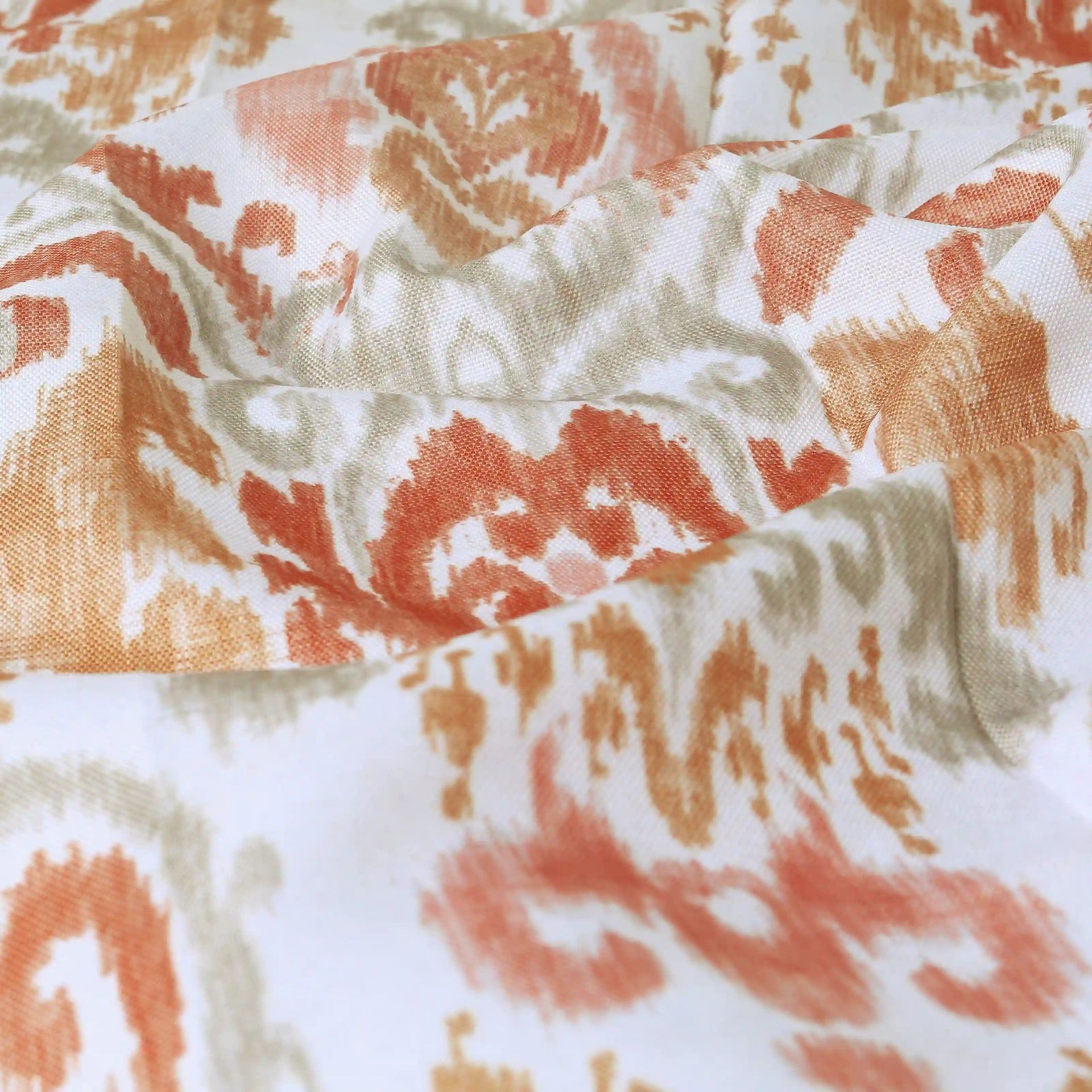Indian Heritage 100% Polyester Sunset Coral Set of 2 Window Curtains | Chippa Lane