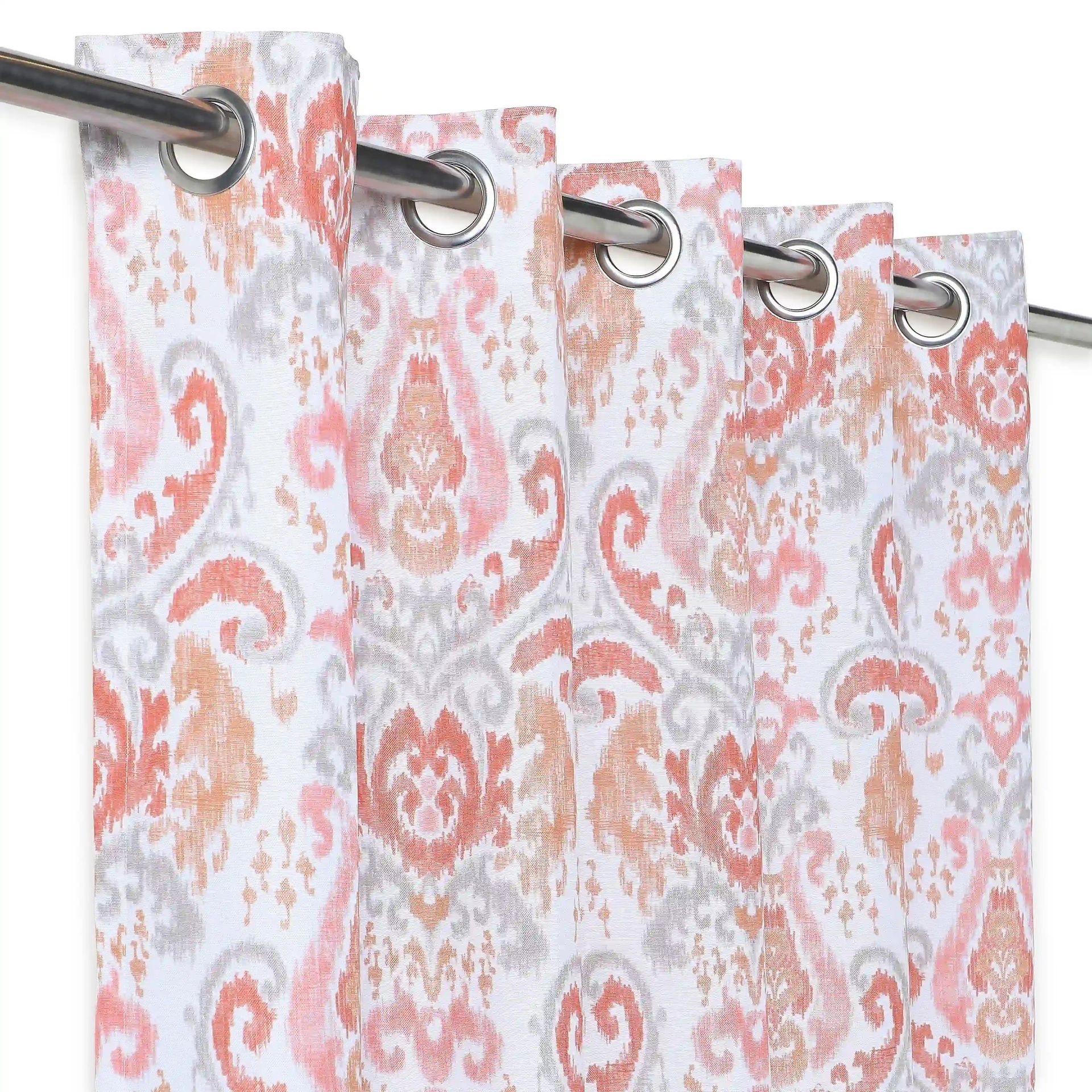 Indian Heritage 100% Polyester Sunset Coral Set of 2 Door Curtains | Chippa Lane