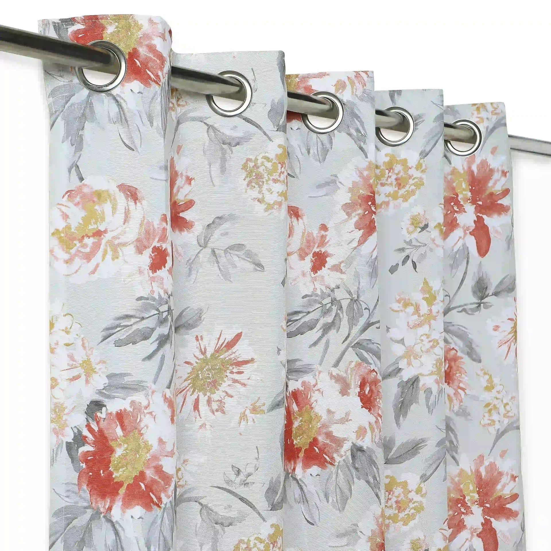 Floral 100% Polyester Steel Set of 2 Window Curtains | Chippa Lane