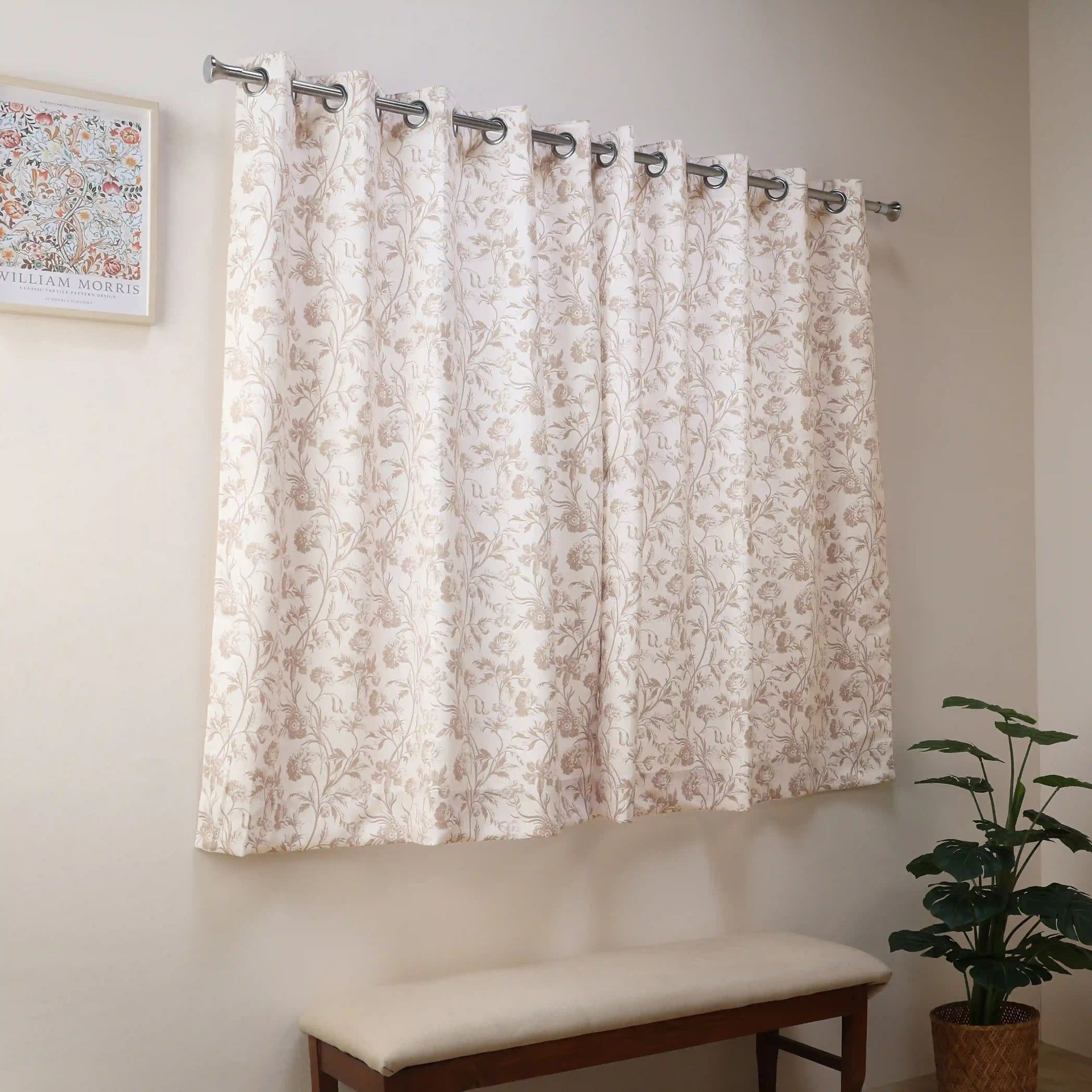 Floral 100% Polyester Walnut Set of 2 Window Curtains | Bloomshire Classic