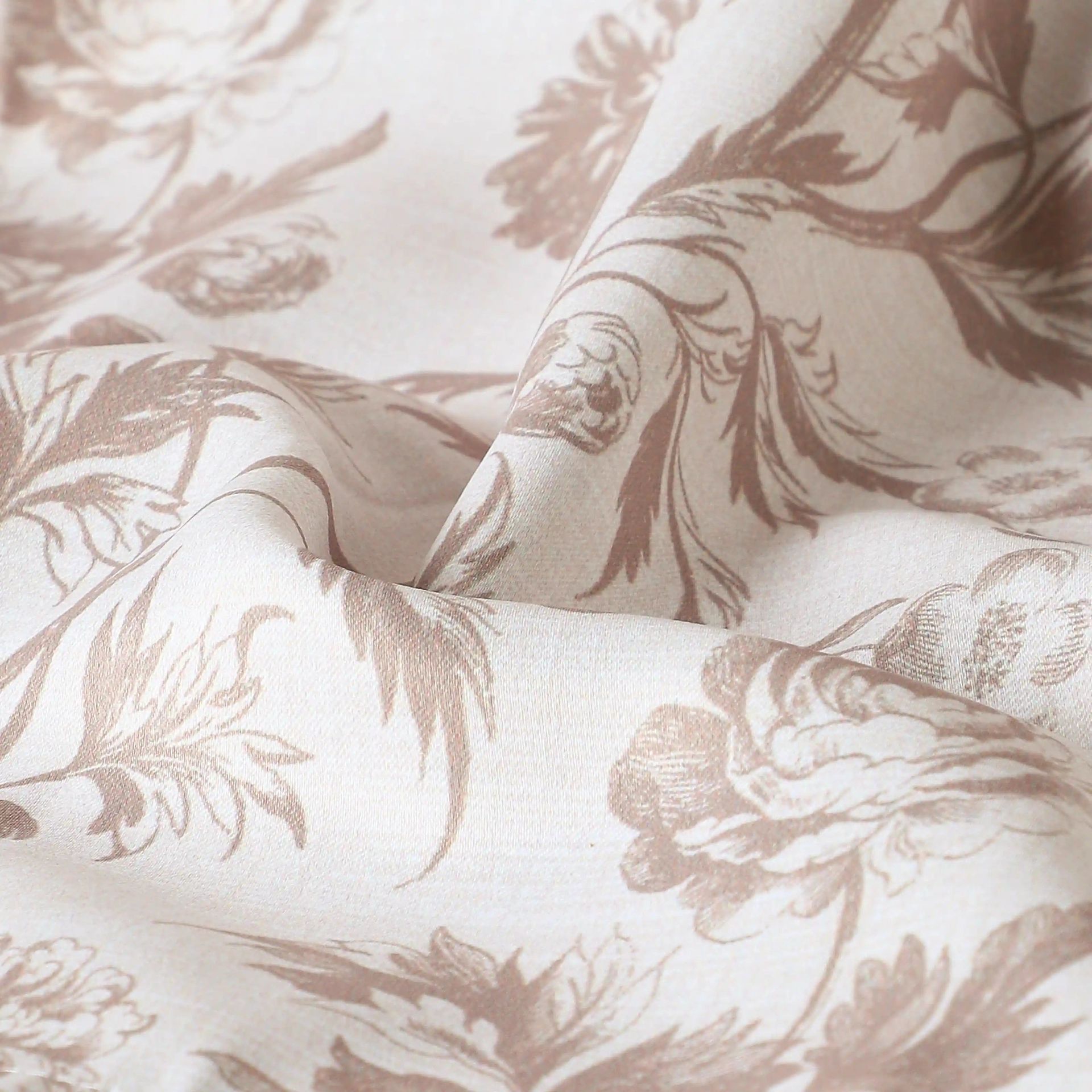 Floral 100% Polyester Walnut Set of 2 Window Curtains | Bloomshire Classic