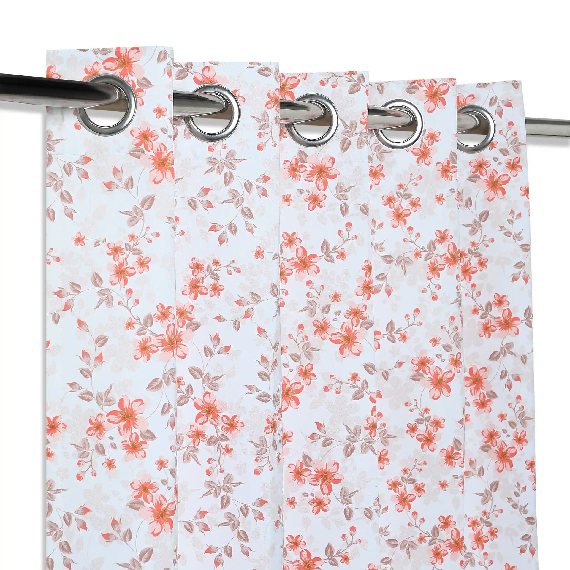 Floral 100% Polyester Burnt Ruby Set of 2 Door Curtains | Bloomshire Classic