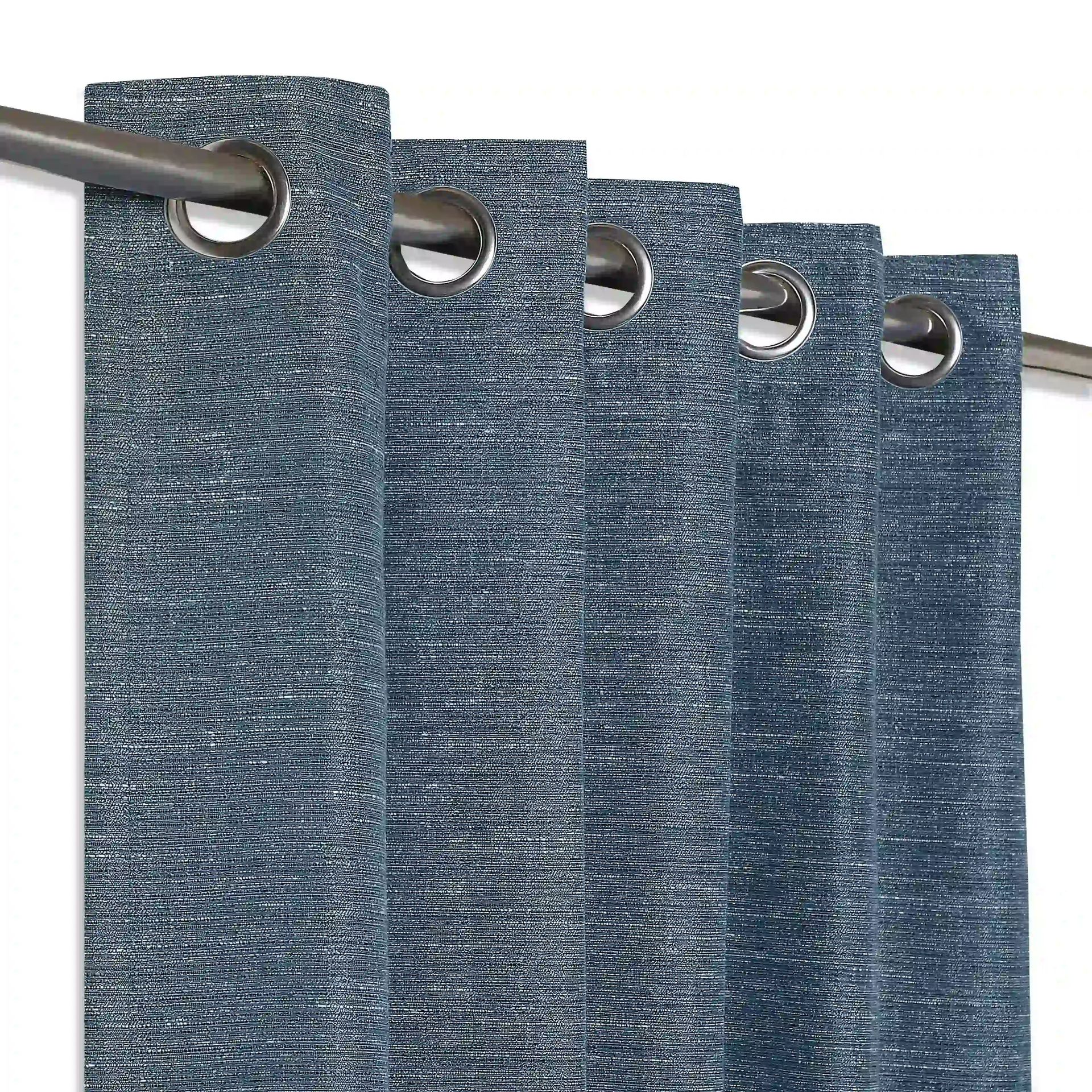 Solid Dyed Polyester Cotton blend Indigo Set of 2 Door Curtains | Paleto