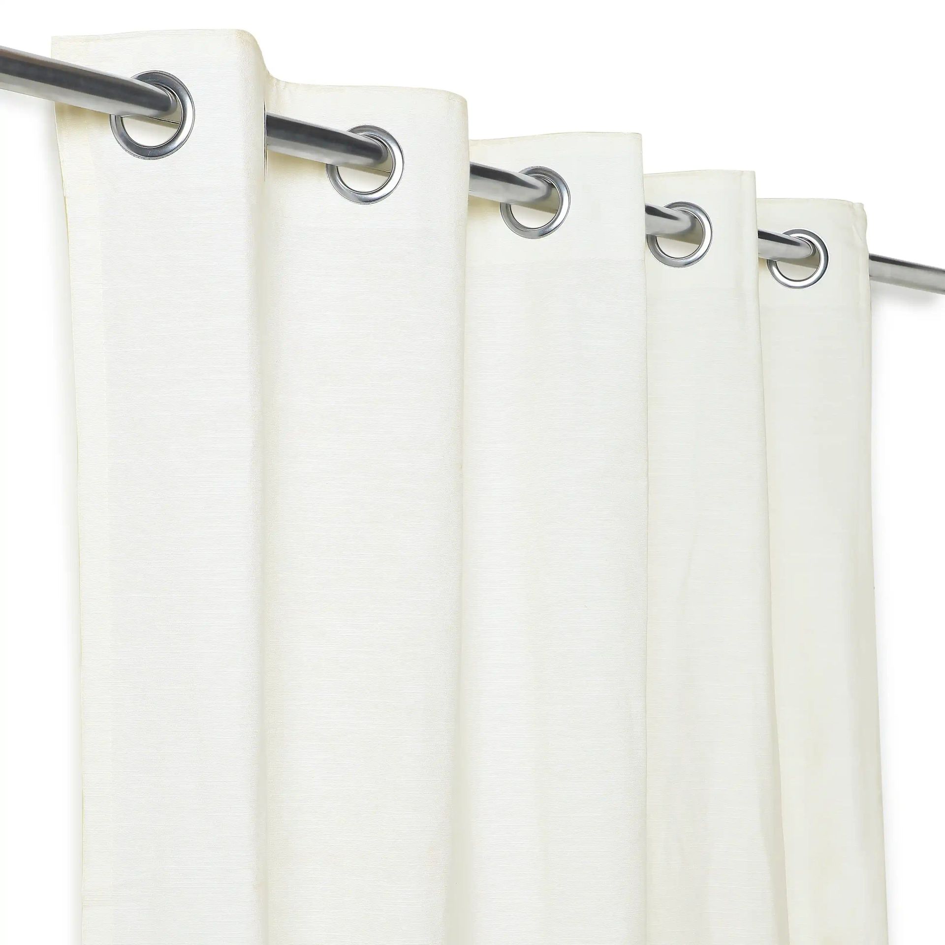 Solid Dyed Cotton Polyester blend Cream Set of 2 Window Curtains | Paleto