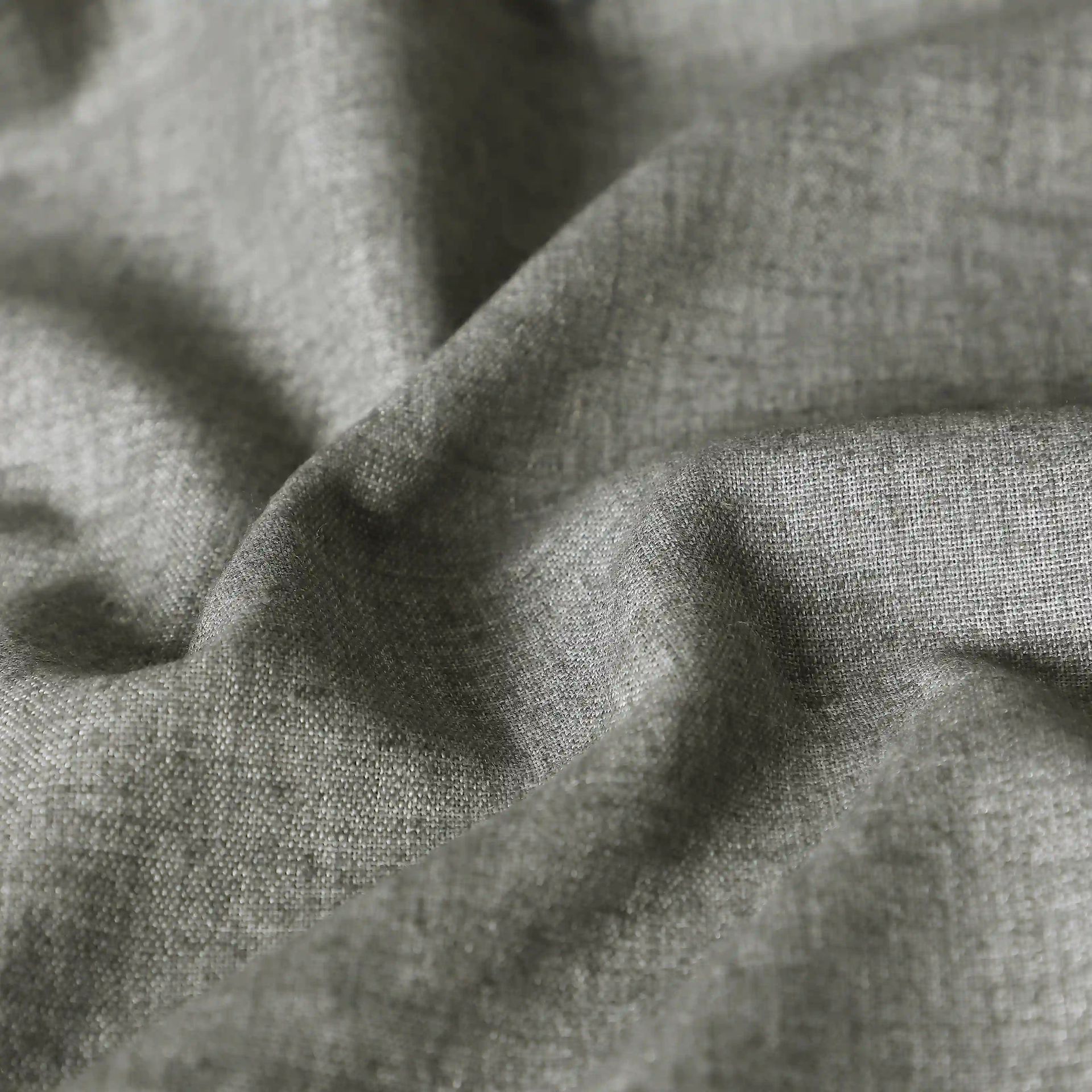Solid Dyed Polyester Cotton Linen blend Slate Set of 2 Window Curtains | Paleto