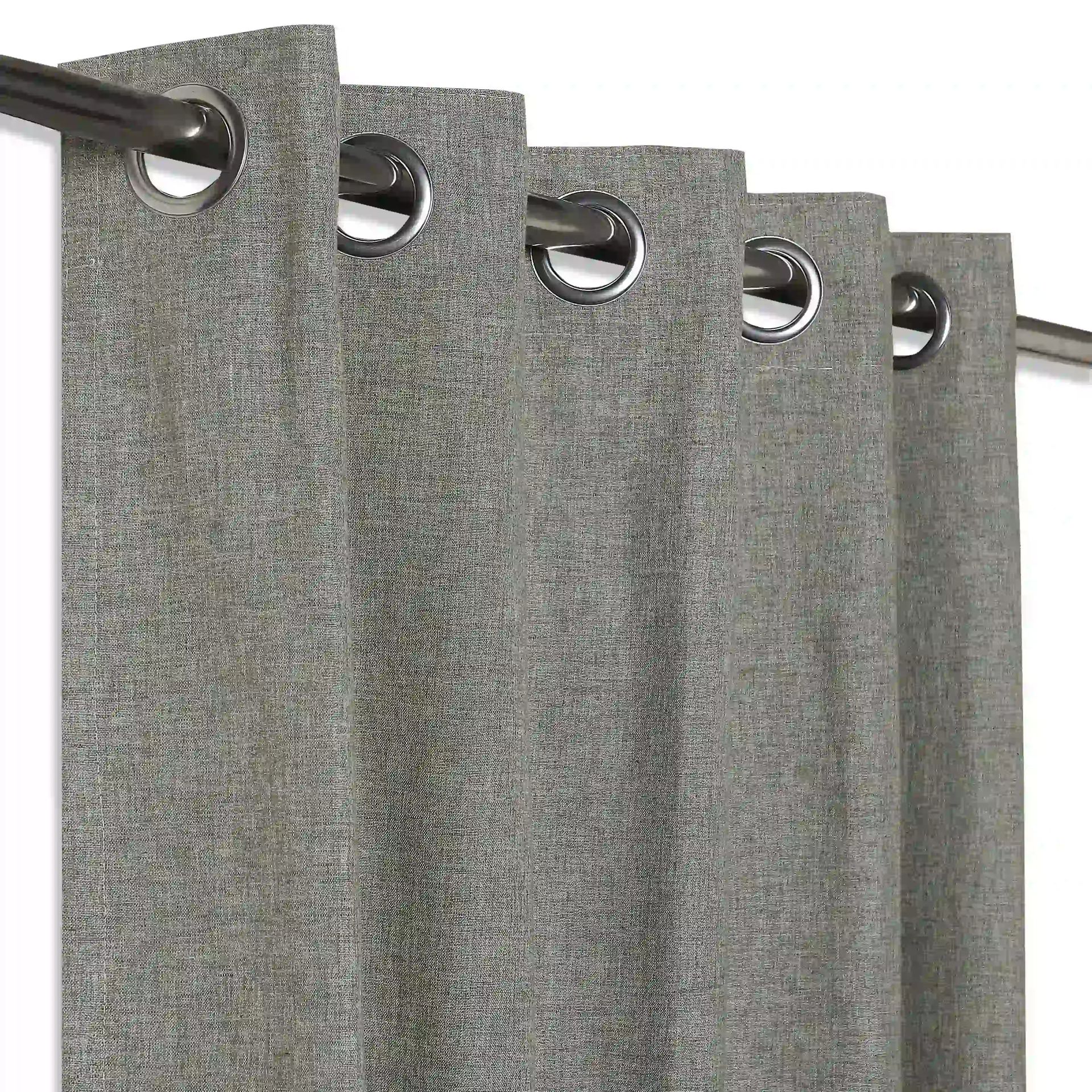 Solid Dyed Polyester Cotton Linen blend Slate Set of 2 Window Curtains | Paleto