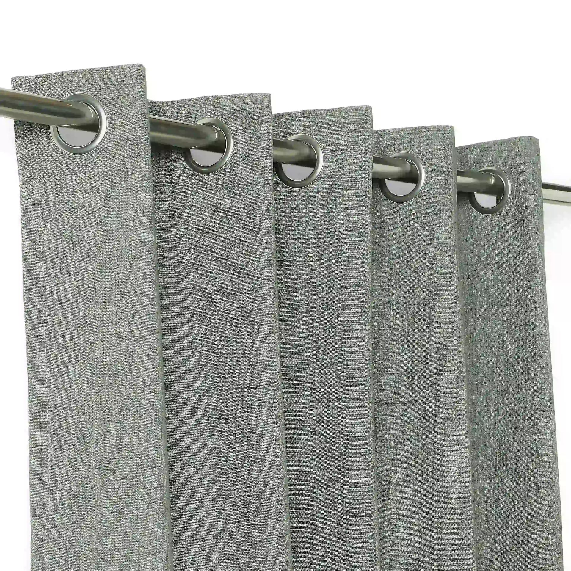 Solid Dyed Polyester Cotton Linen blend Slate Set of 2 Door Curtains | Paleto