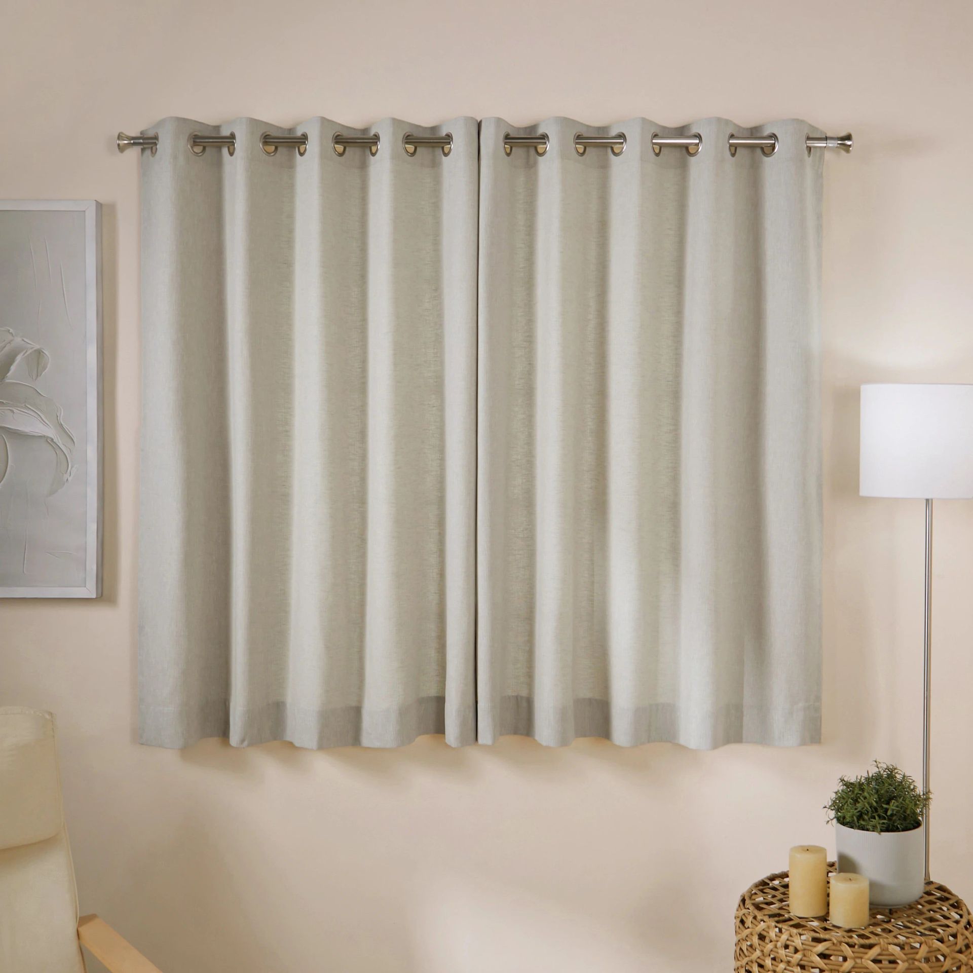 Solid Dyed Cotton Polyester Viscose Linen blend Cloud Set of 2 Window Curtains | Paleto