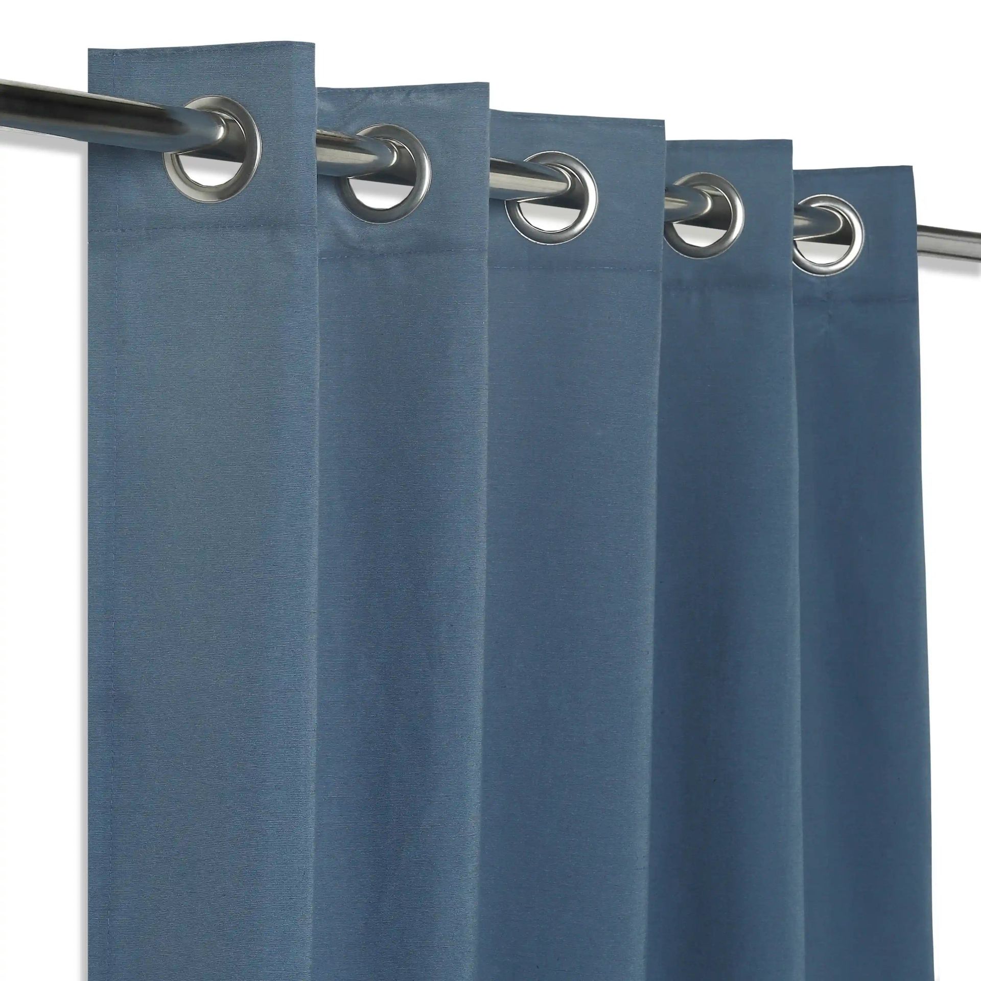 Solid Dyed Linen Cotton Polyester blend Denim Set of 2 Window Curtains | Paleto