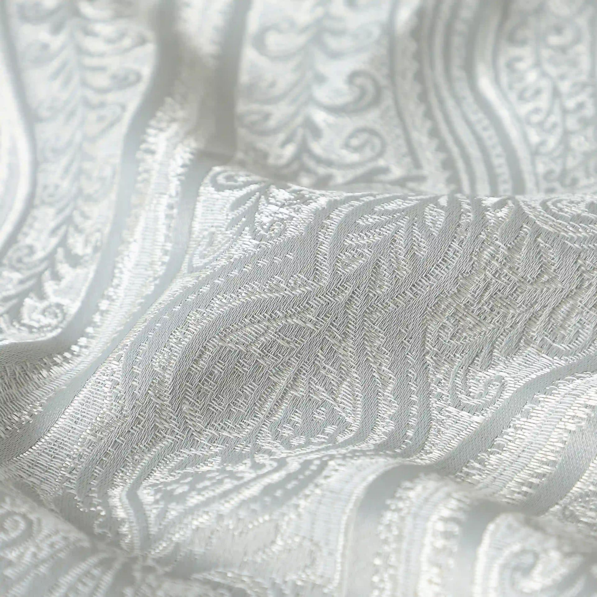 Jacquard Polyester Cotton blend Silver Set of 2 Window Curtains | De Jacquard Luxe
