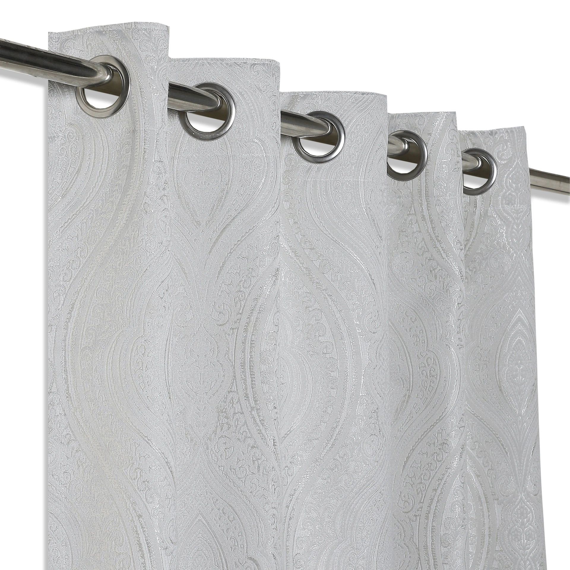 Jacquard Polyester Cotton blend Silver Set of 2 Door Curtains | De Jacquard Luxe