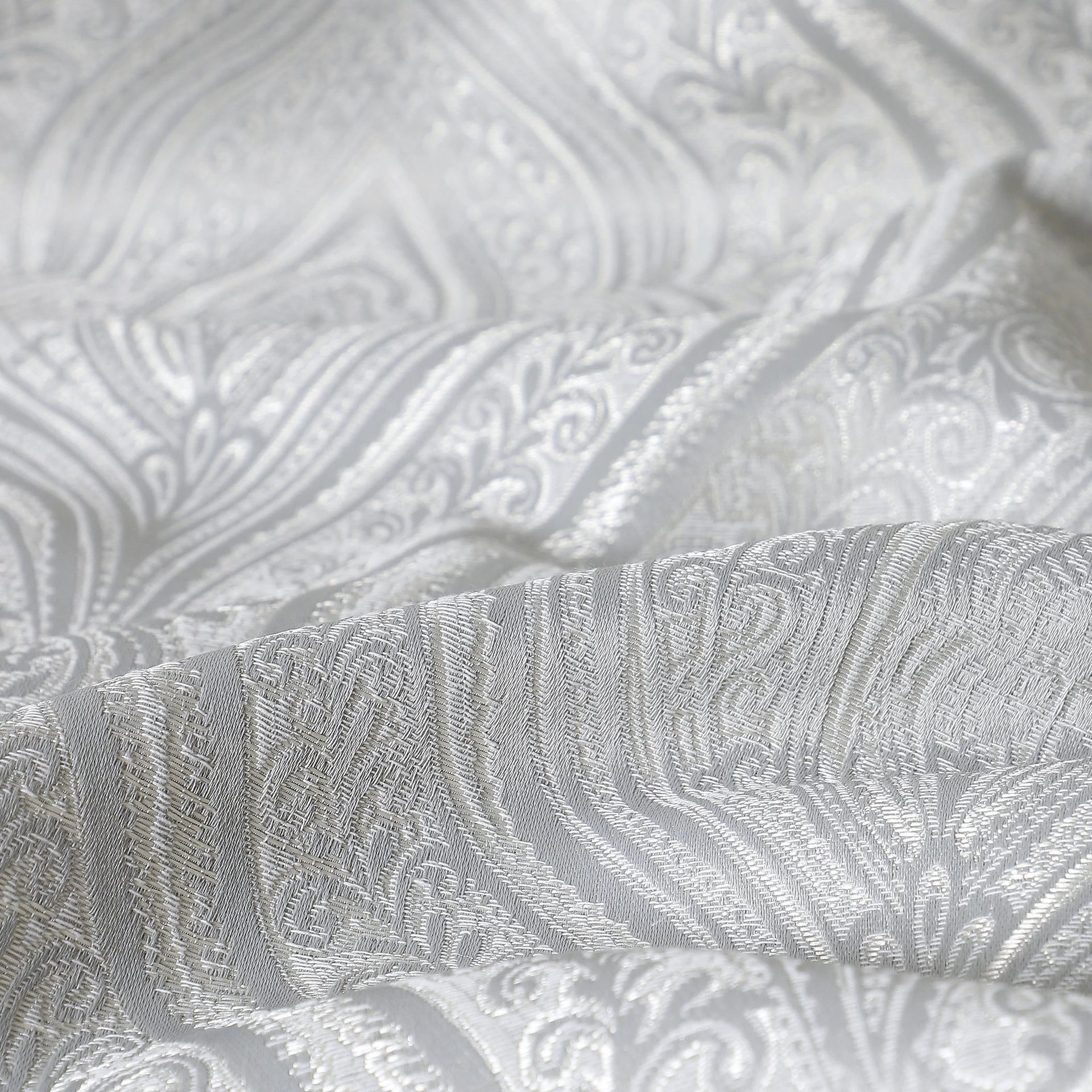 Jacquard Polyester Cotton blend Silver Set of 2 Door Curtains | De Jacquard Luxe