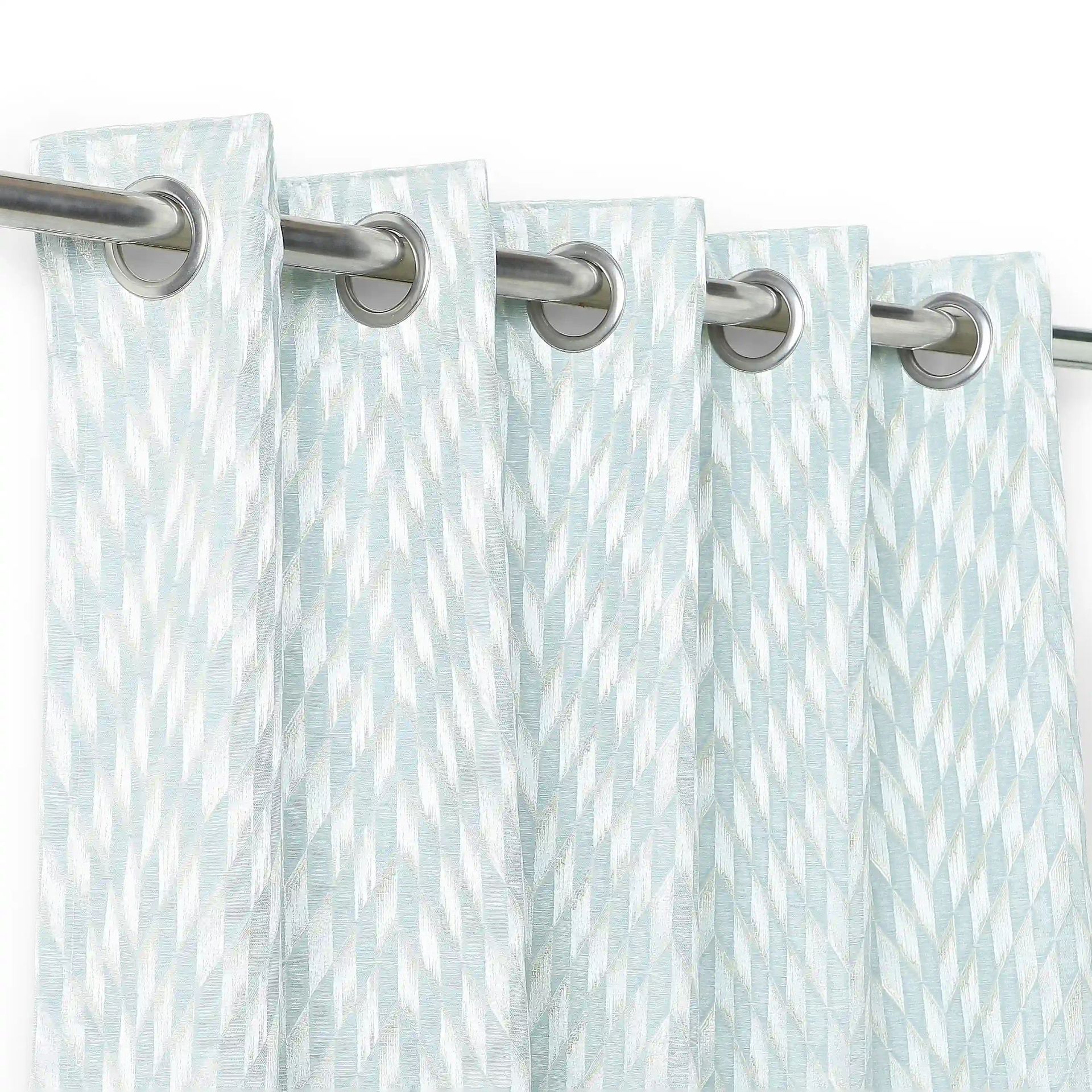 Jacquard Polyester Cotton blend Porcelain Set of 2 Window Curtains | De Jacquard Luxe