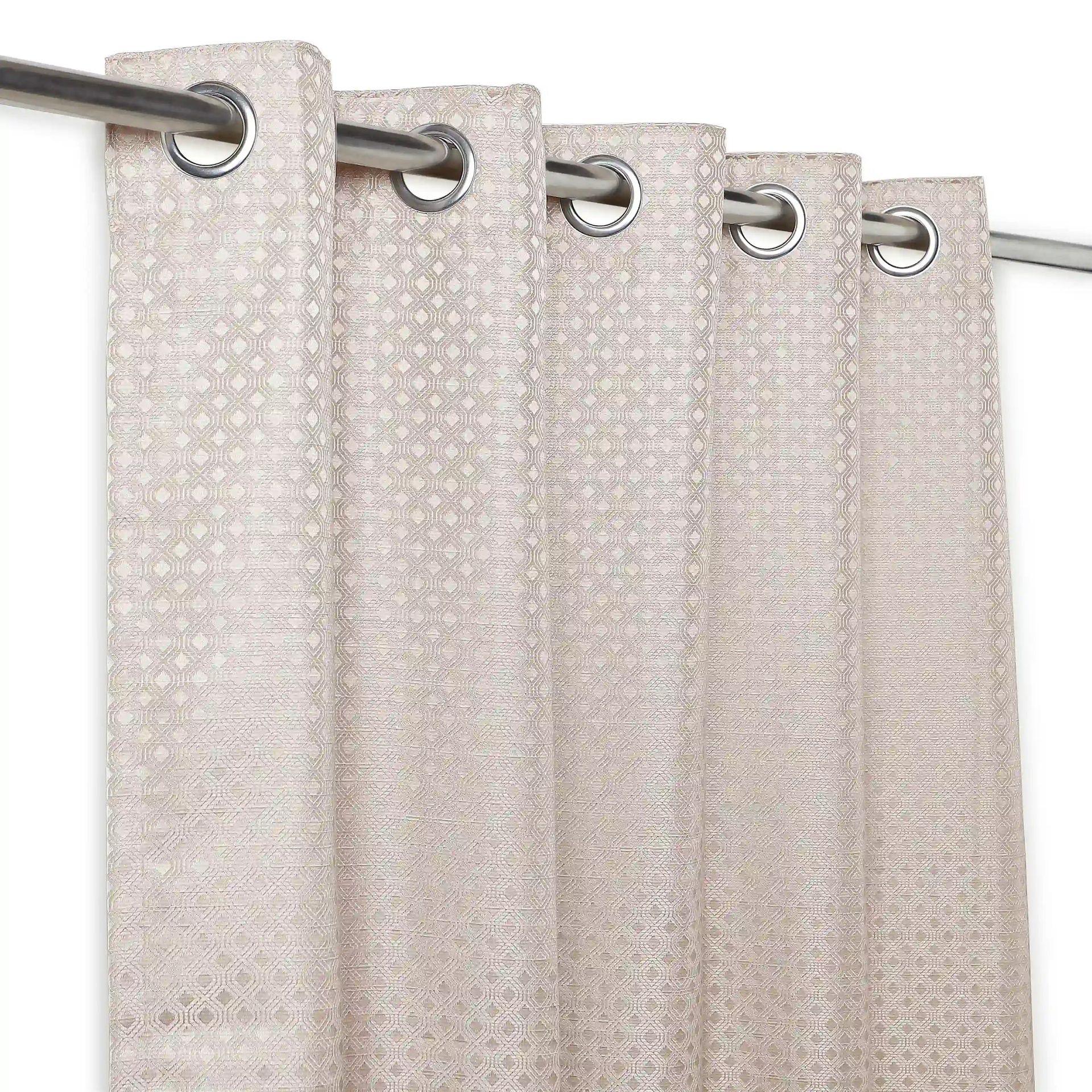 Jacquard Polyester Cotton blend Bone Set of 2 Long Door Curtains | De Jacquard Classic