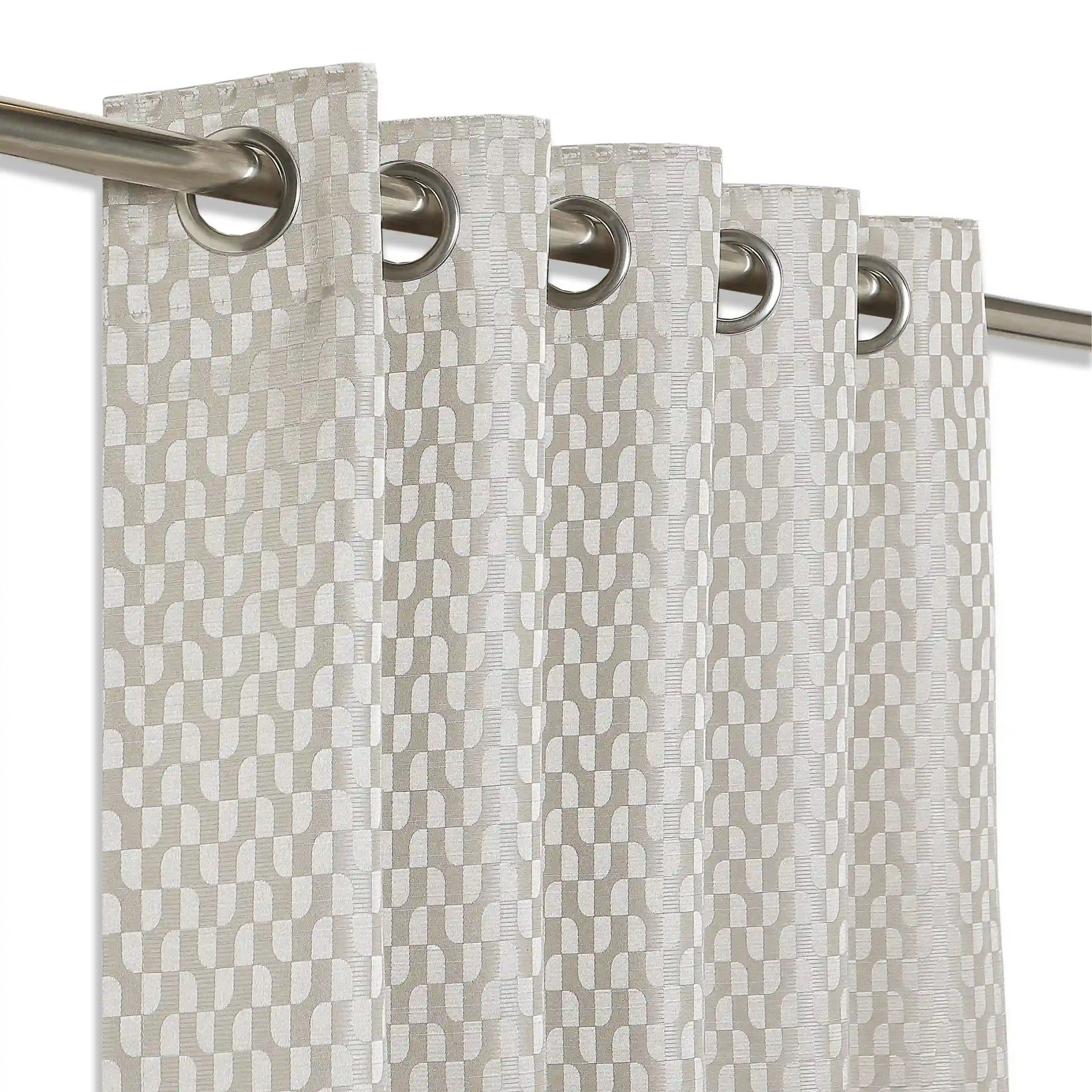 Jacquard Polyester Cotton blend Silver Set of 2 Long Door Curtains | De Jacquard Classic