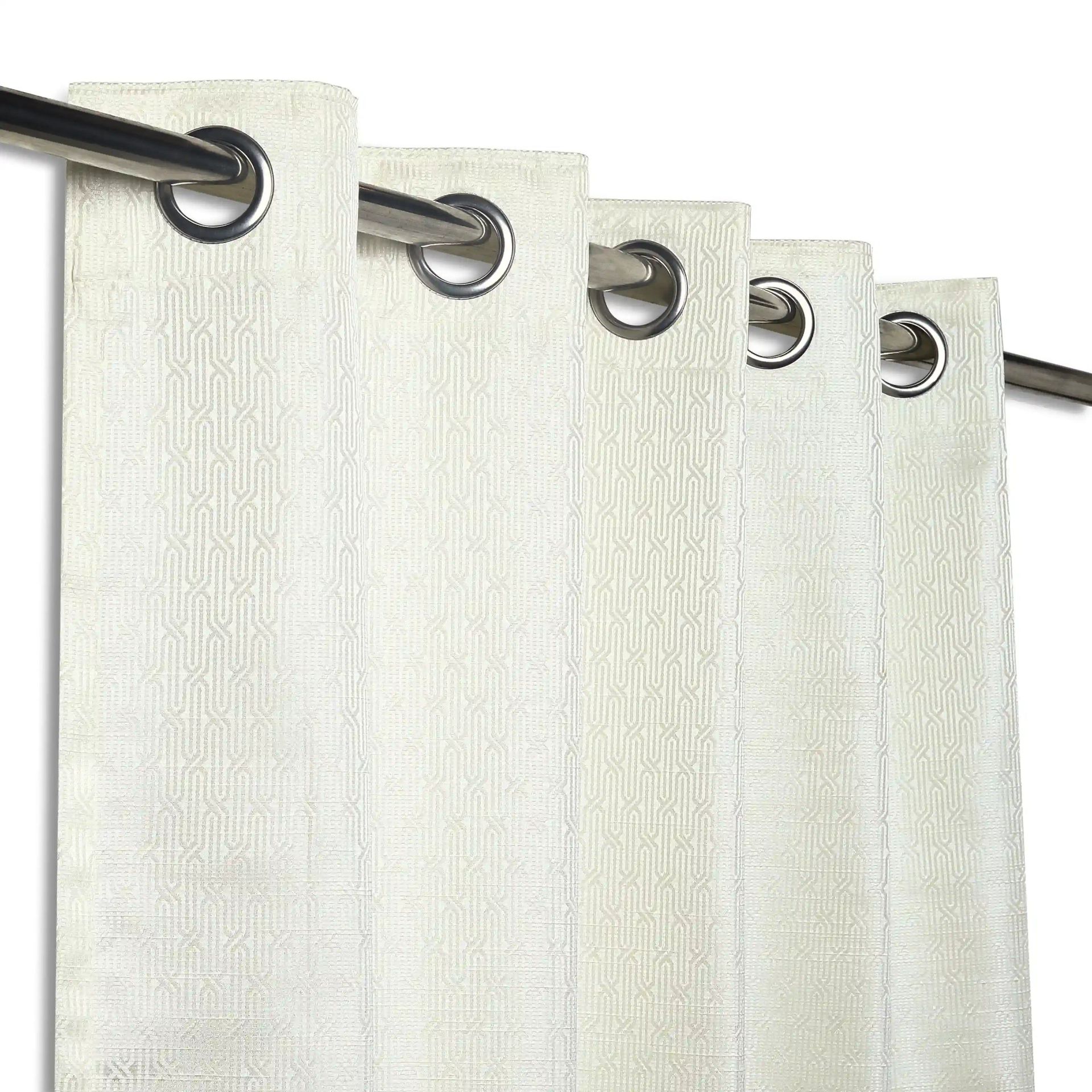 Jacquard Polyester Cotton blend Snow Set of 2 Window Curtains | De Jacquard Classic