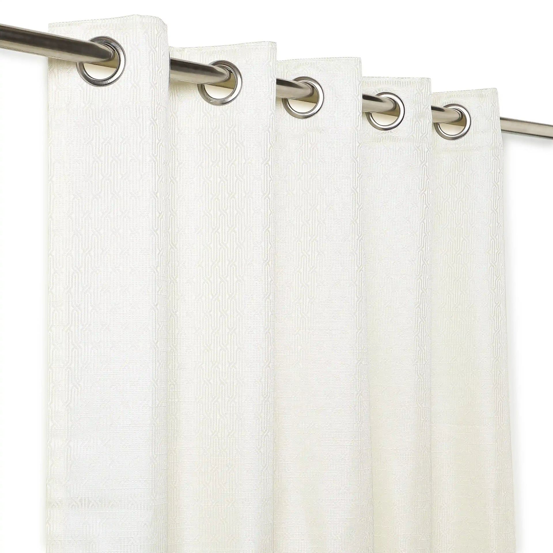 Jacquard Polyester Cotton blend Snow Set of 2 Door Curtains | De Jacquard Classic