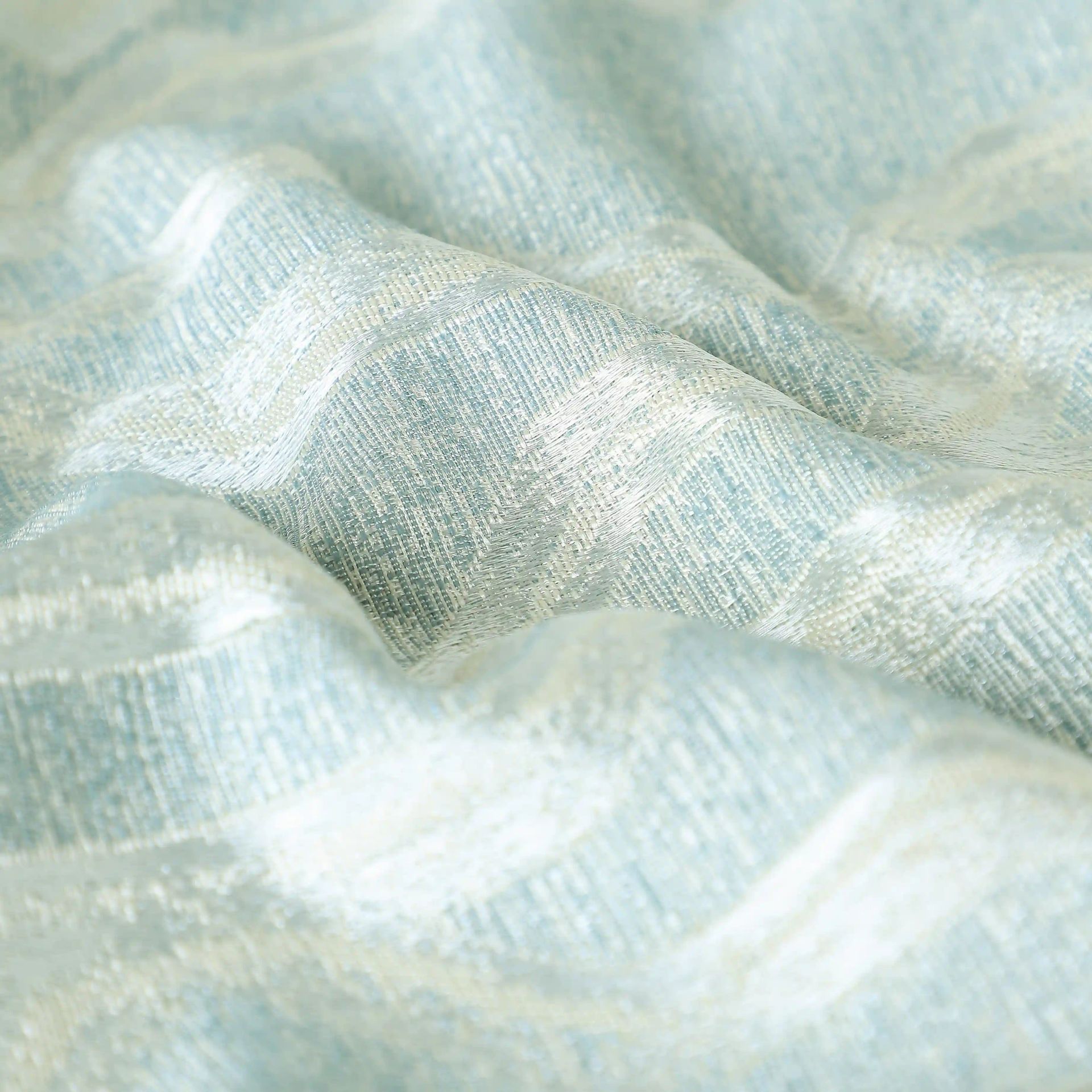 Jacquard Polyester Cotton blend Aqua Set of 2 Window Curtains | De Jacquard Classic