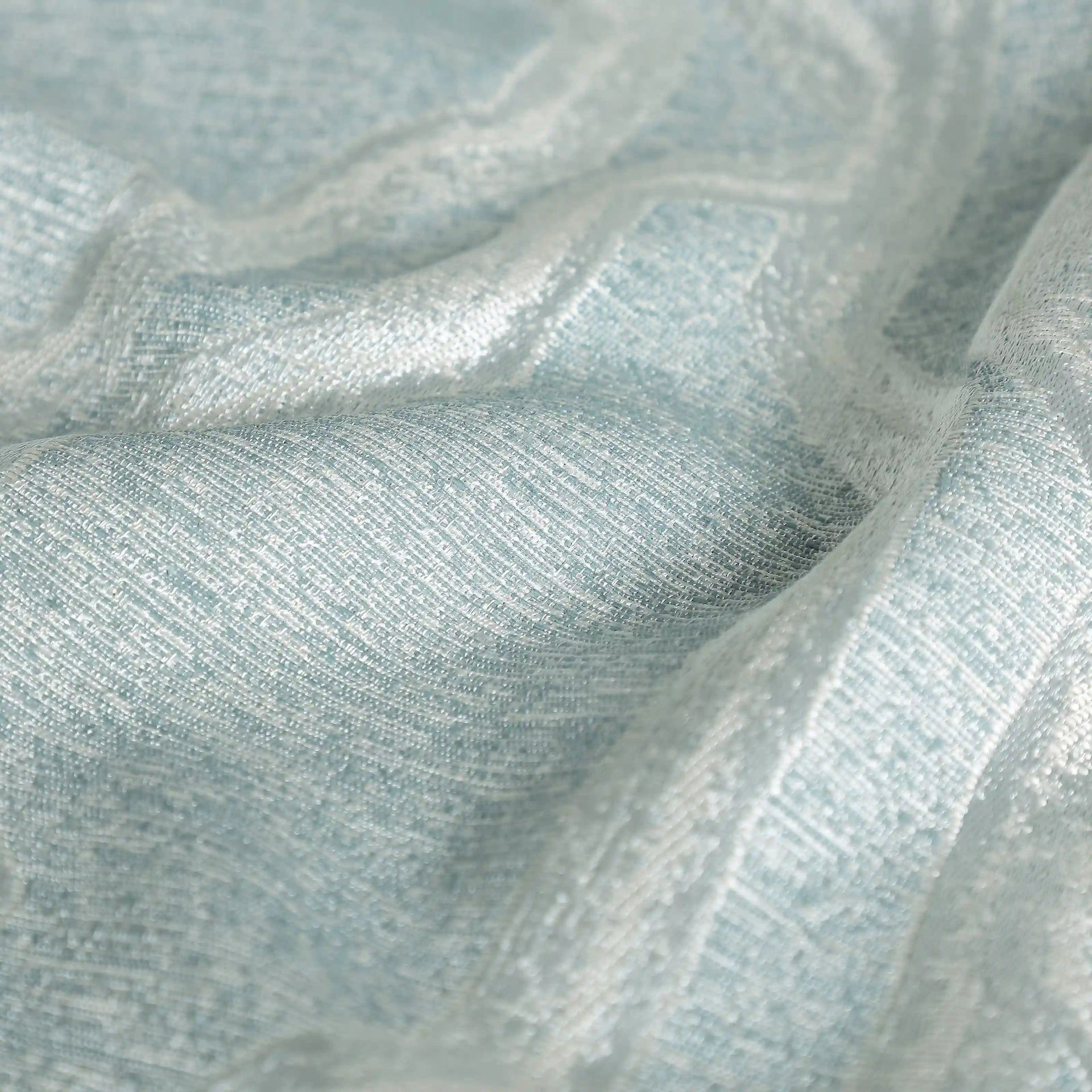 Jacquard Polyester Cotton blend Aqua Set of 2 Door Curtains | De Jacquard Classic