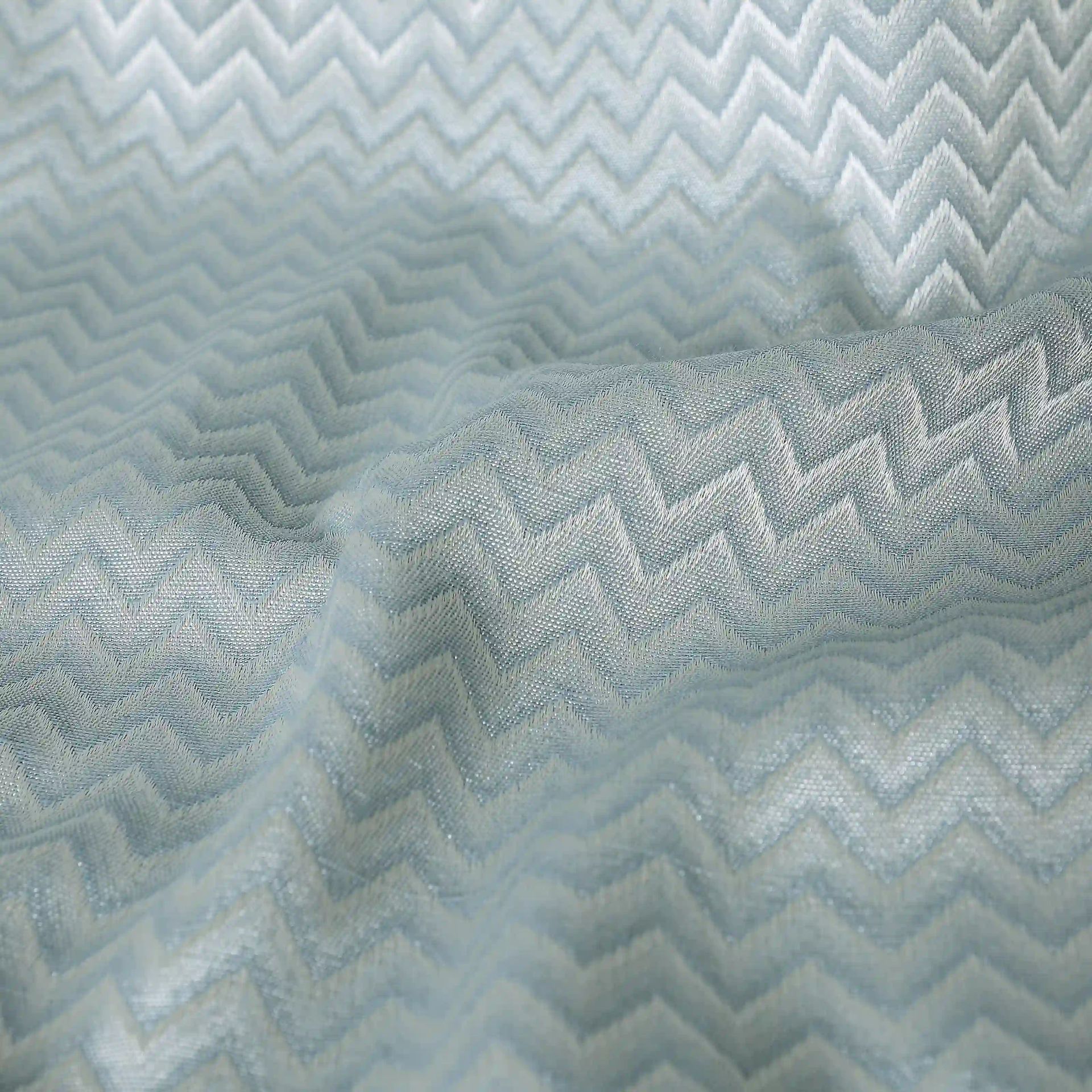 Jacquard Polyester Cotton blend Blue Dust Set of 2 Window Curtains | De Jacquard Classic