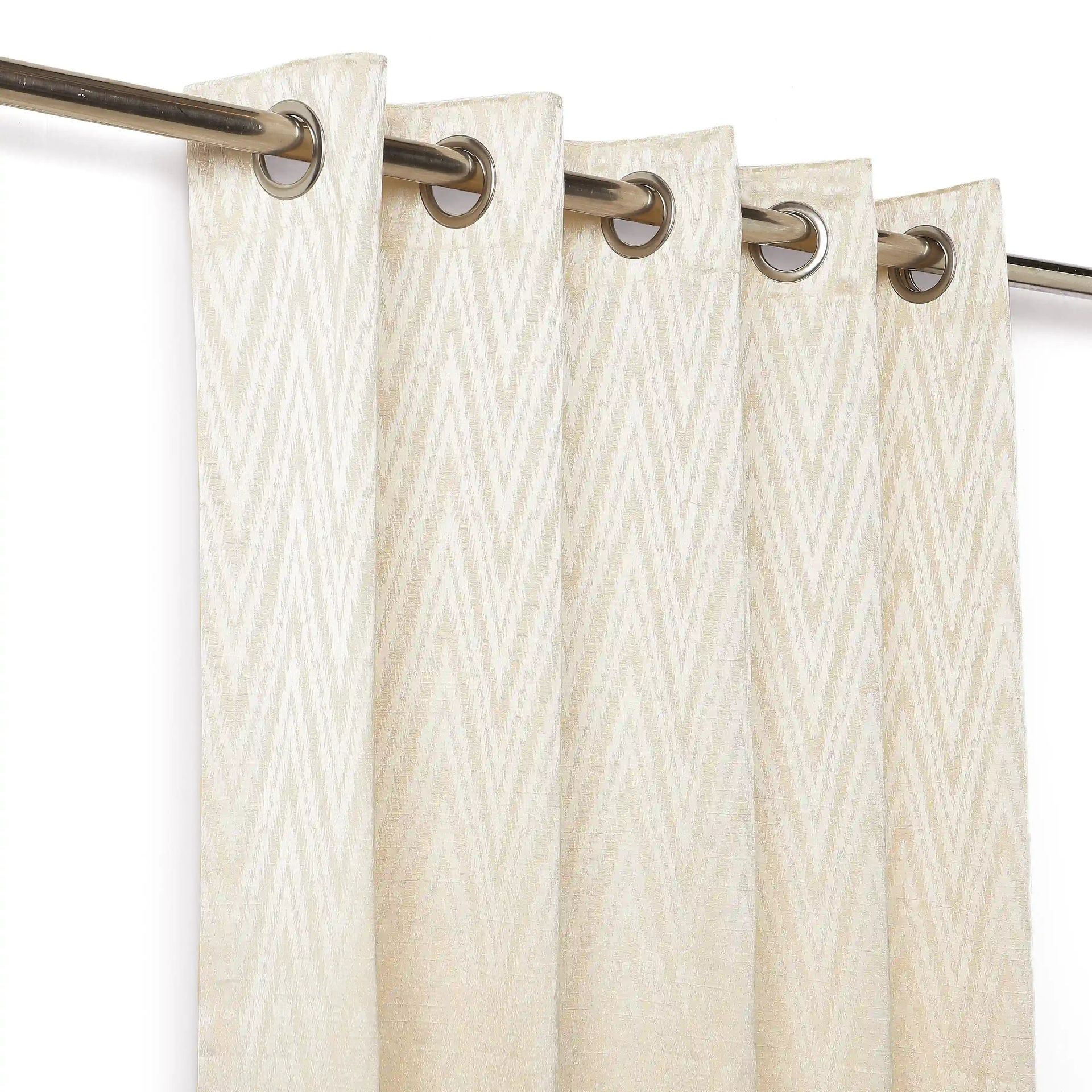 Jacquard Polyester Cotton blend Ivory Set of 2 Door Curtains | De Jacquard Classic