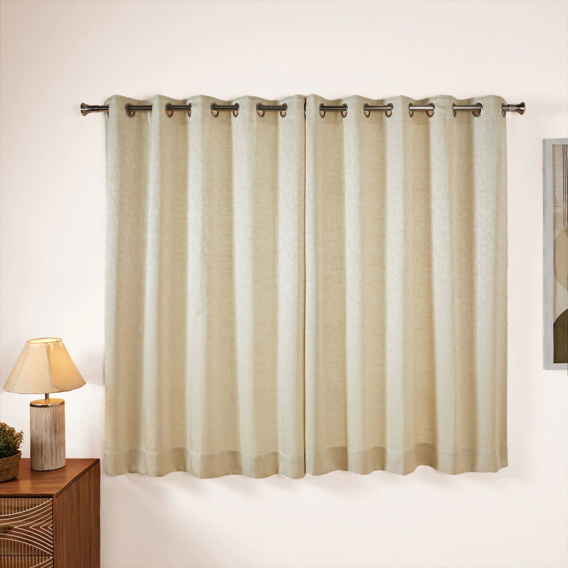 Jacquard Polyester Cotton blend Vanilla Sky Set of 2 Window Curtains | De Jacquard Classic