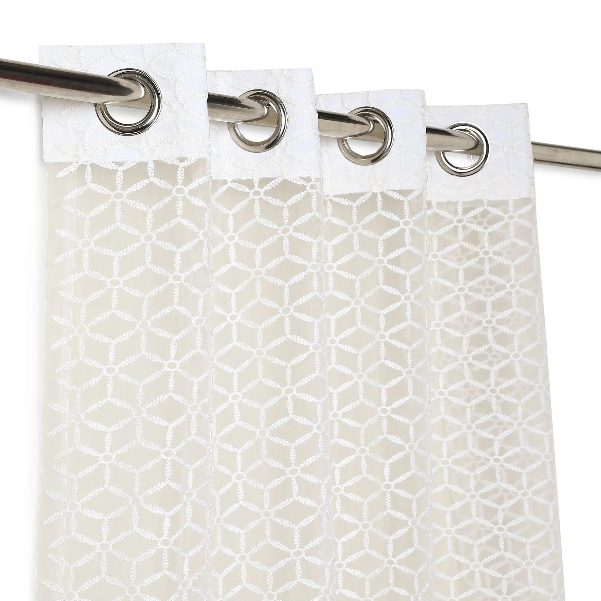 Sheer 100% Polyester Dove White Set of 2 Door Curtains | Velina