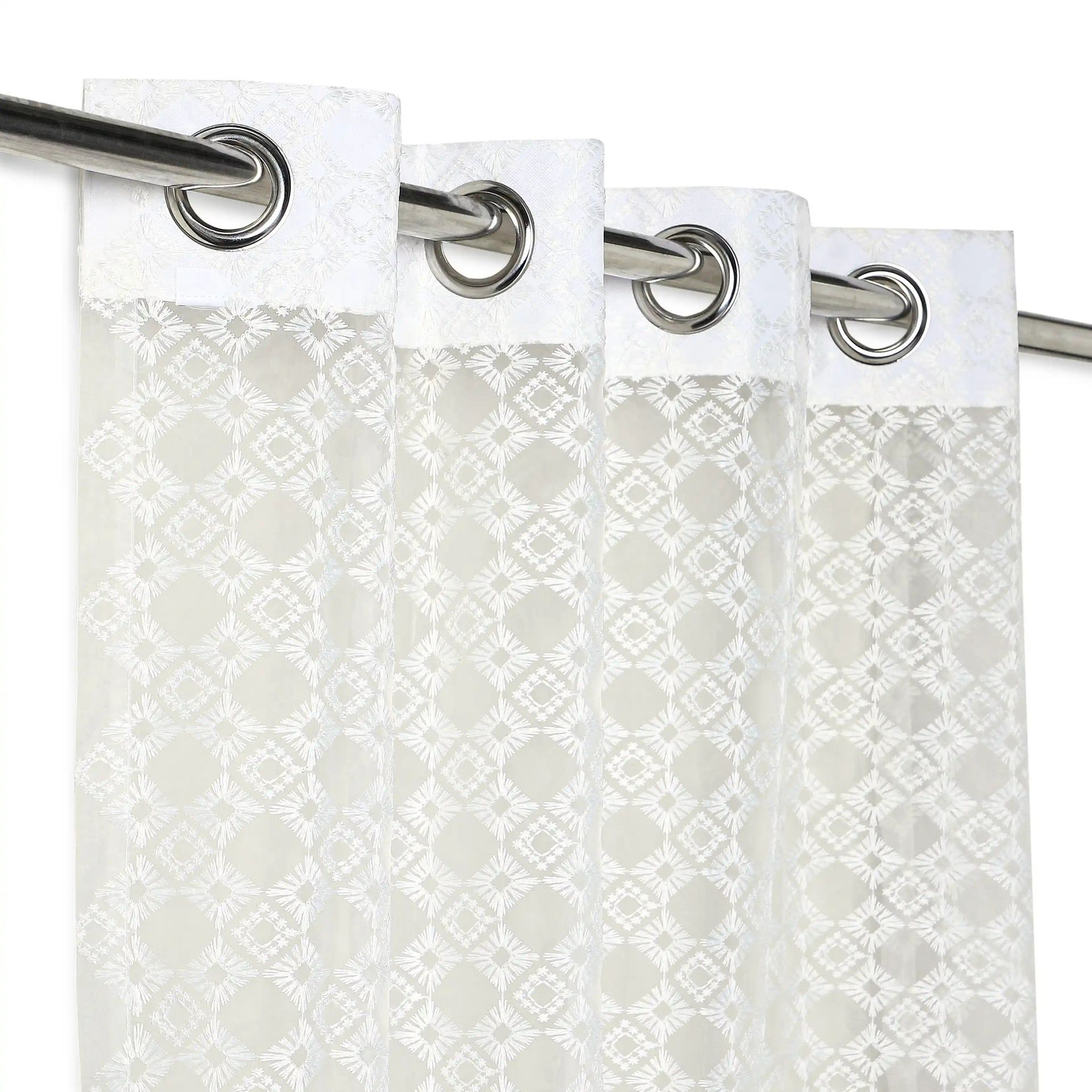 Sheer 100% Polyester Moonlight White Set of 2 Door Curtains | Velina