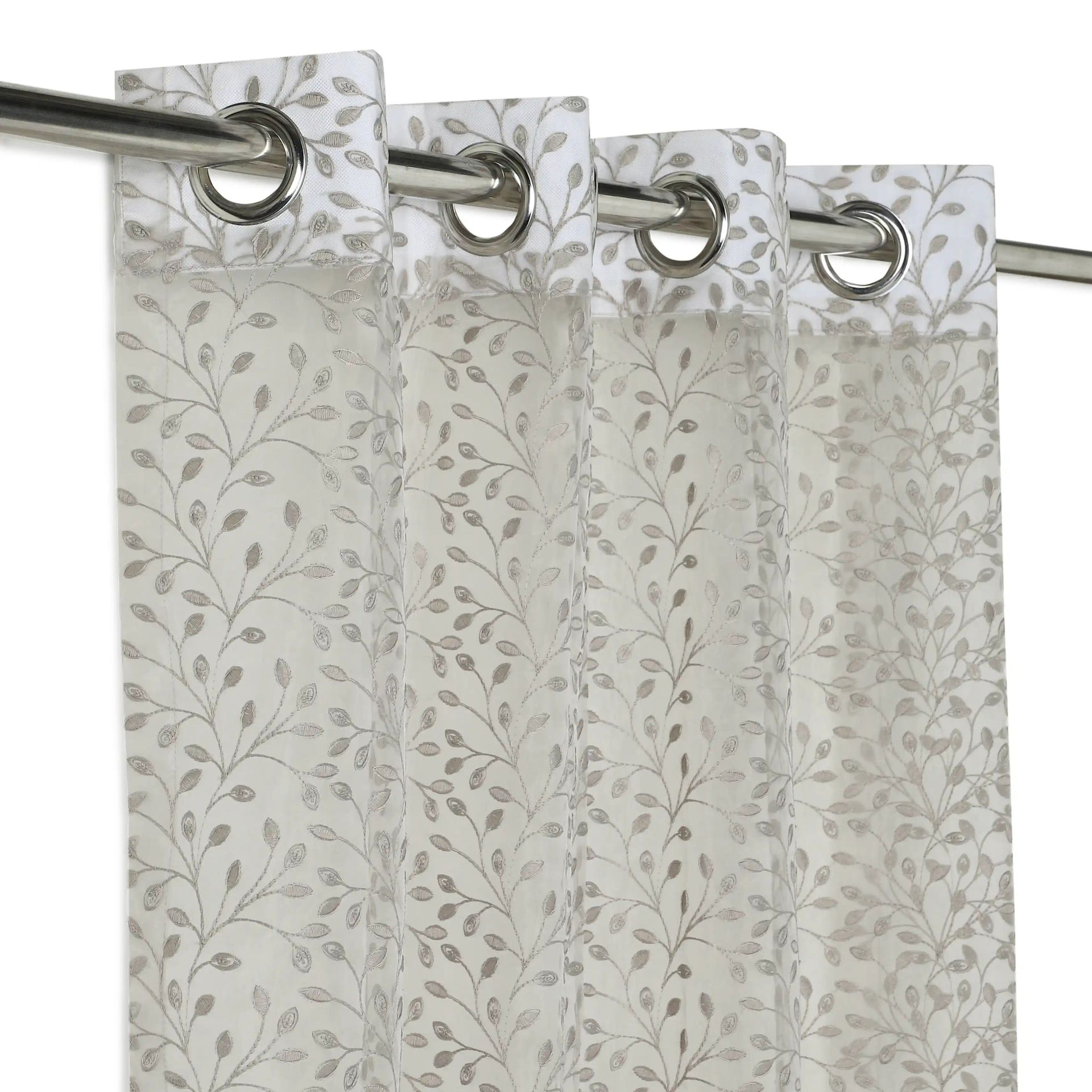 Sheer 100% Polyester Cement Set of 2 Door Curtains | Velina