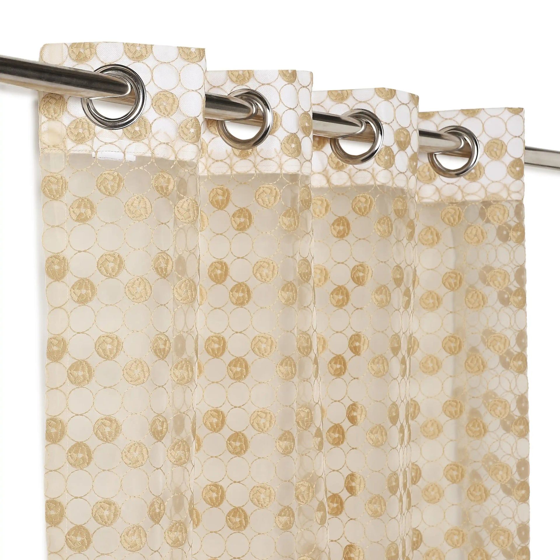 Sheer 100% Polyester Golden Ivory Set of 2 Door Curtains | Velina