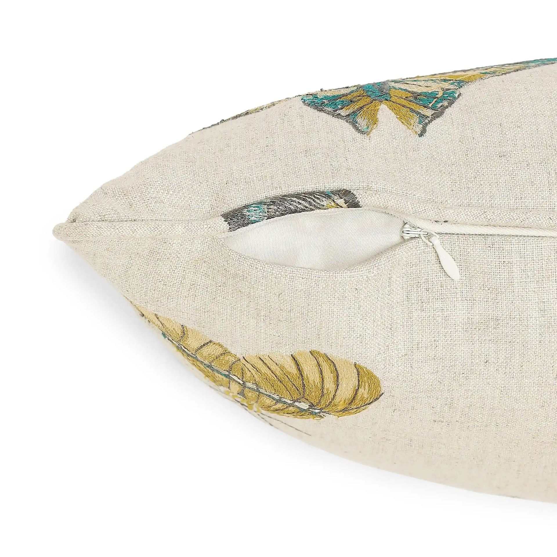 Graphic Viscose Linen Blend Mystic Teal Cushion Cover | Estrella