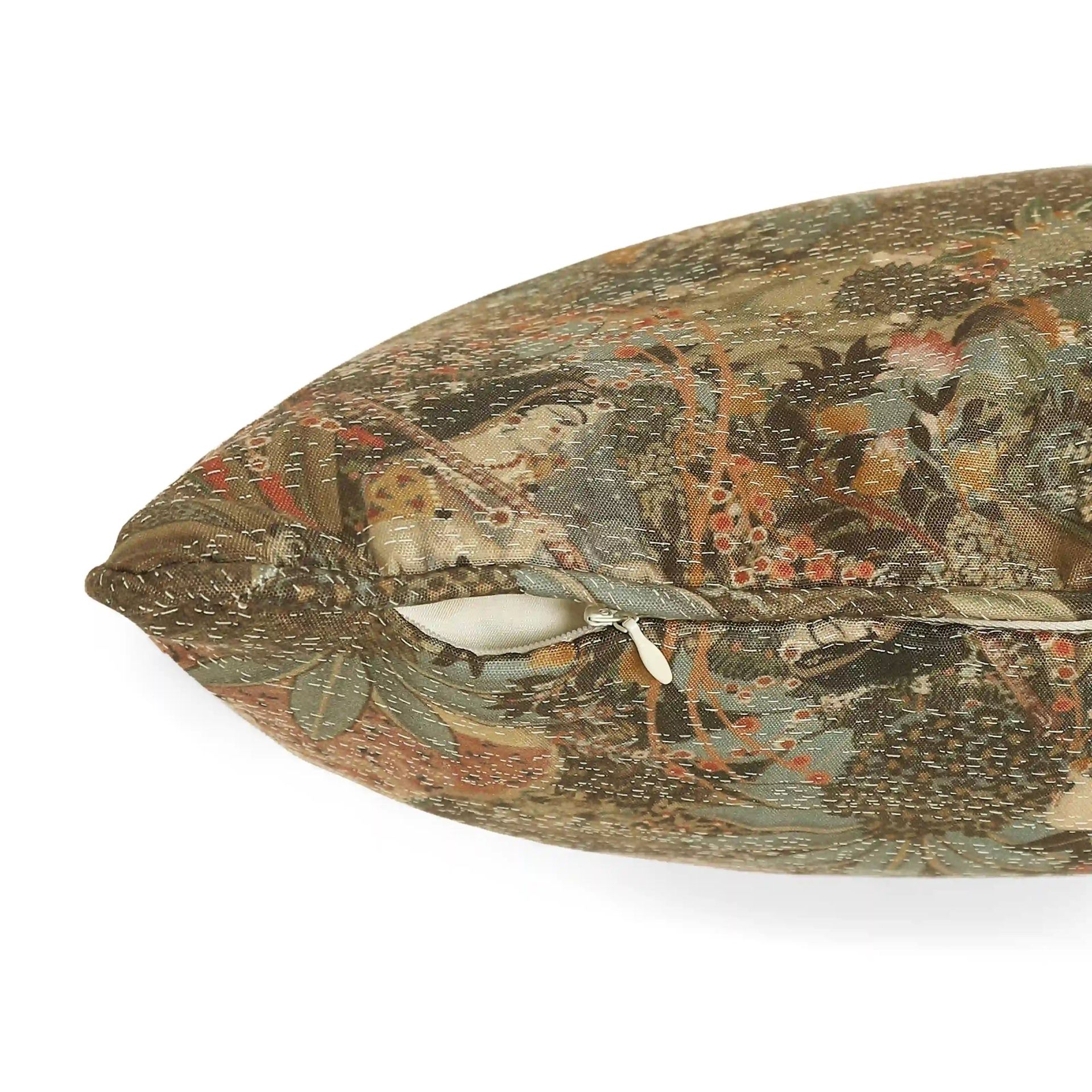 Indian Heritage Polyester Blend Mossy Henna Cushion Cover | Espricia