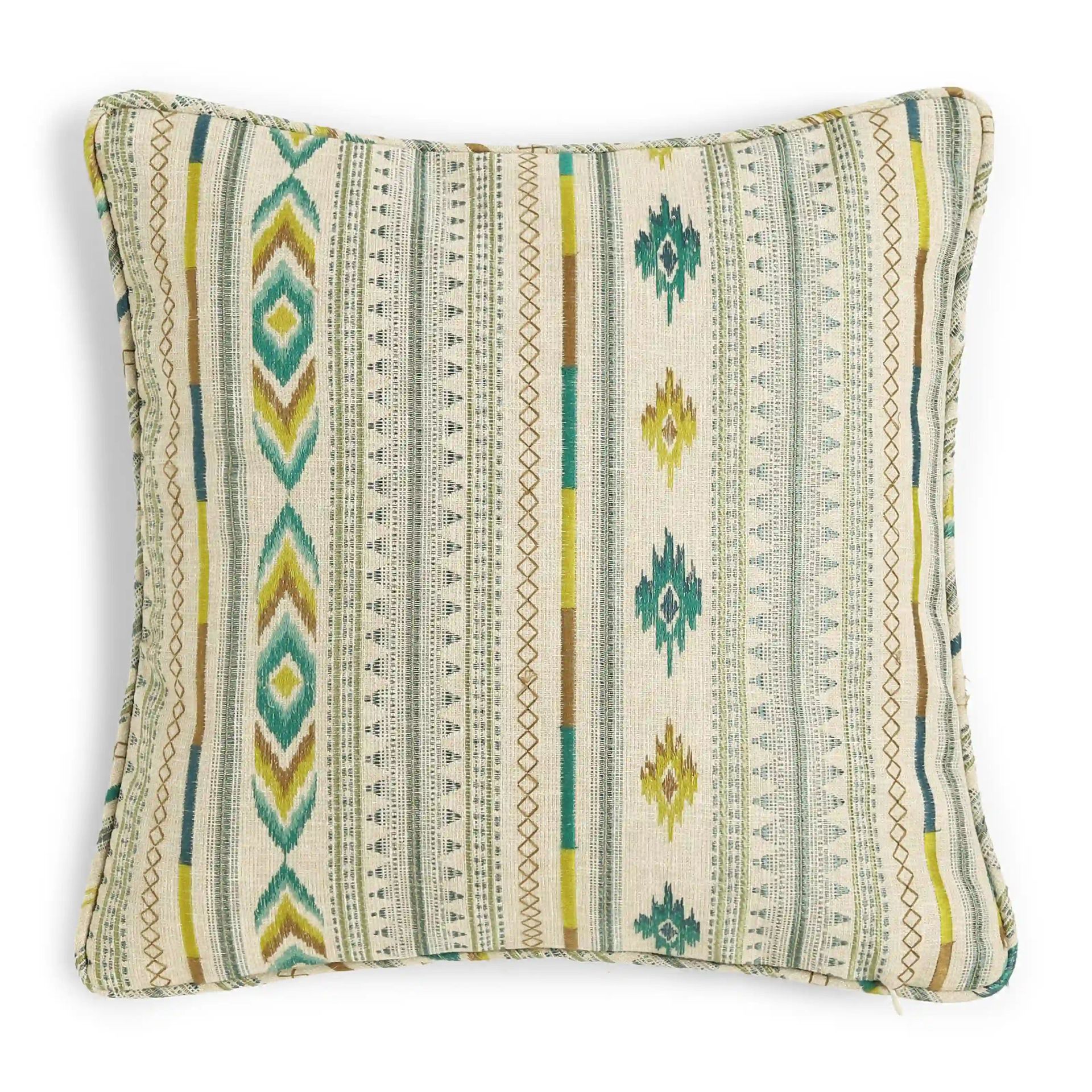 Ethnic Polyester Blend Turquoise Cushion Cover | Espricia