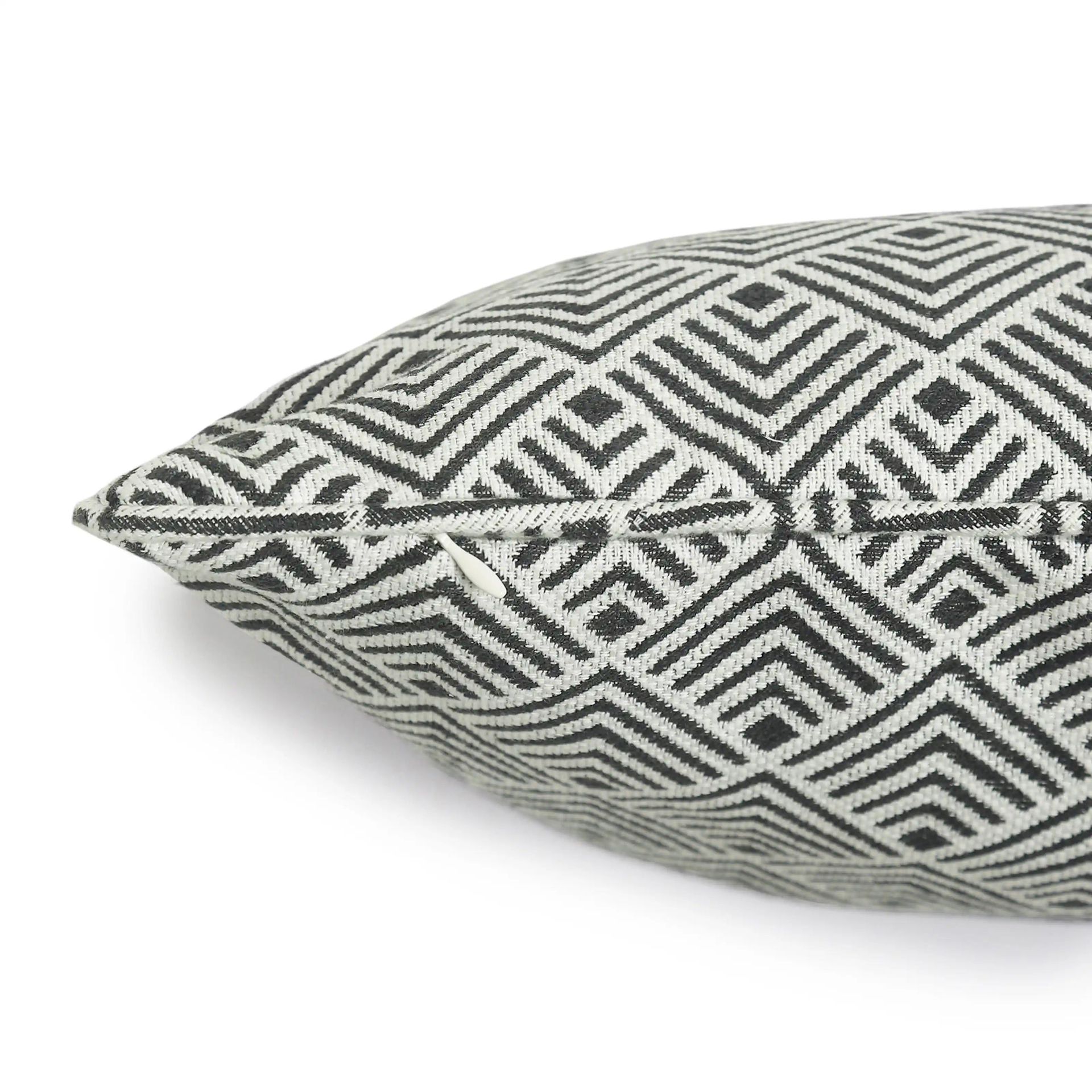 Geometric Polyester Blend Black Cushion Cover | Espricia