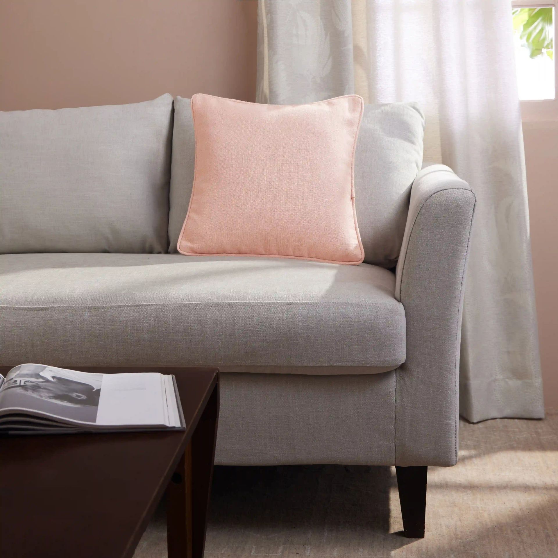 Solid Dyed Viscose Polyester Blend Peach Cushion Cover | Espricia