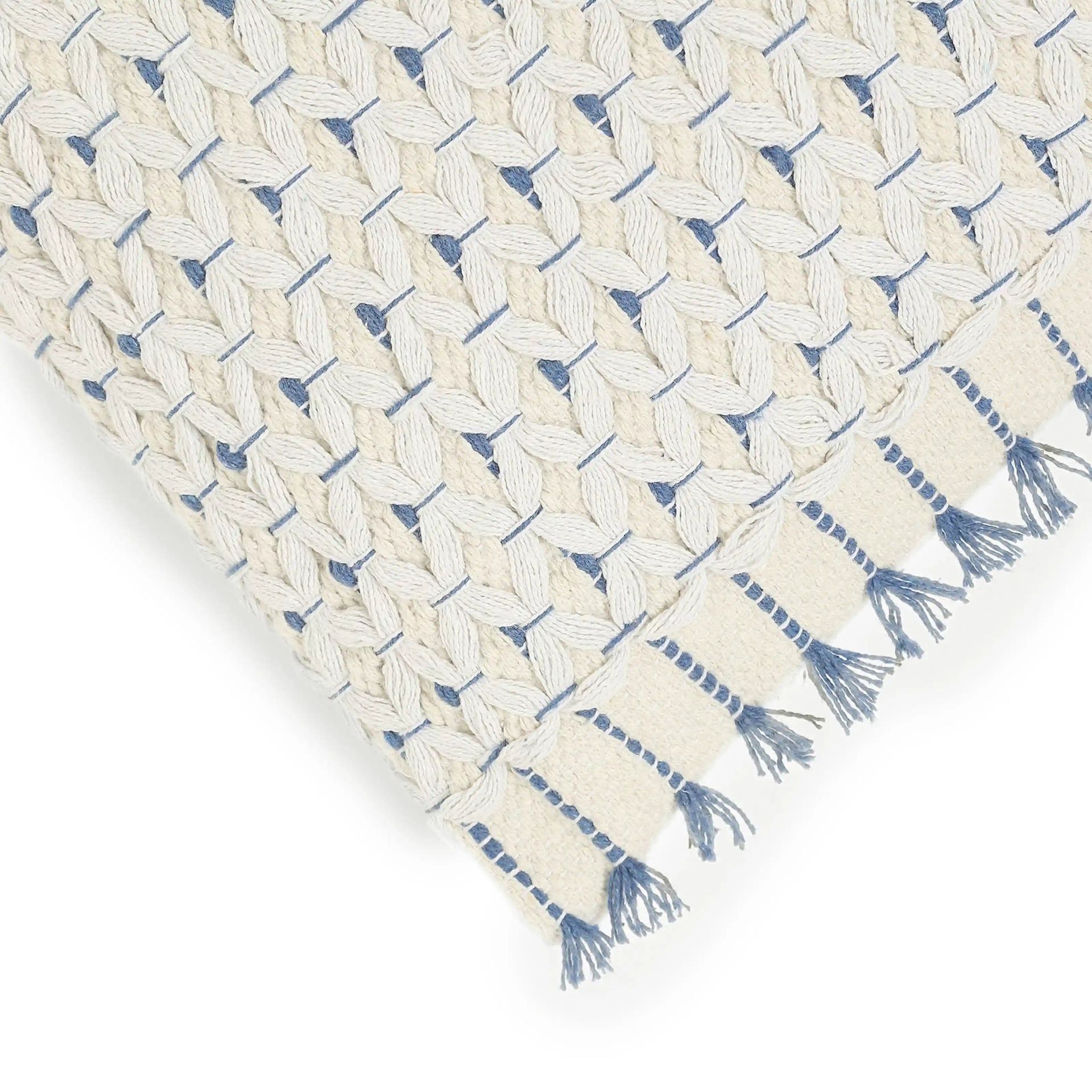 Geometric 100% Cotton Dusty Blue Cushion Cover | Espricia