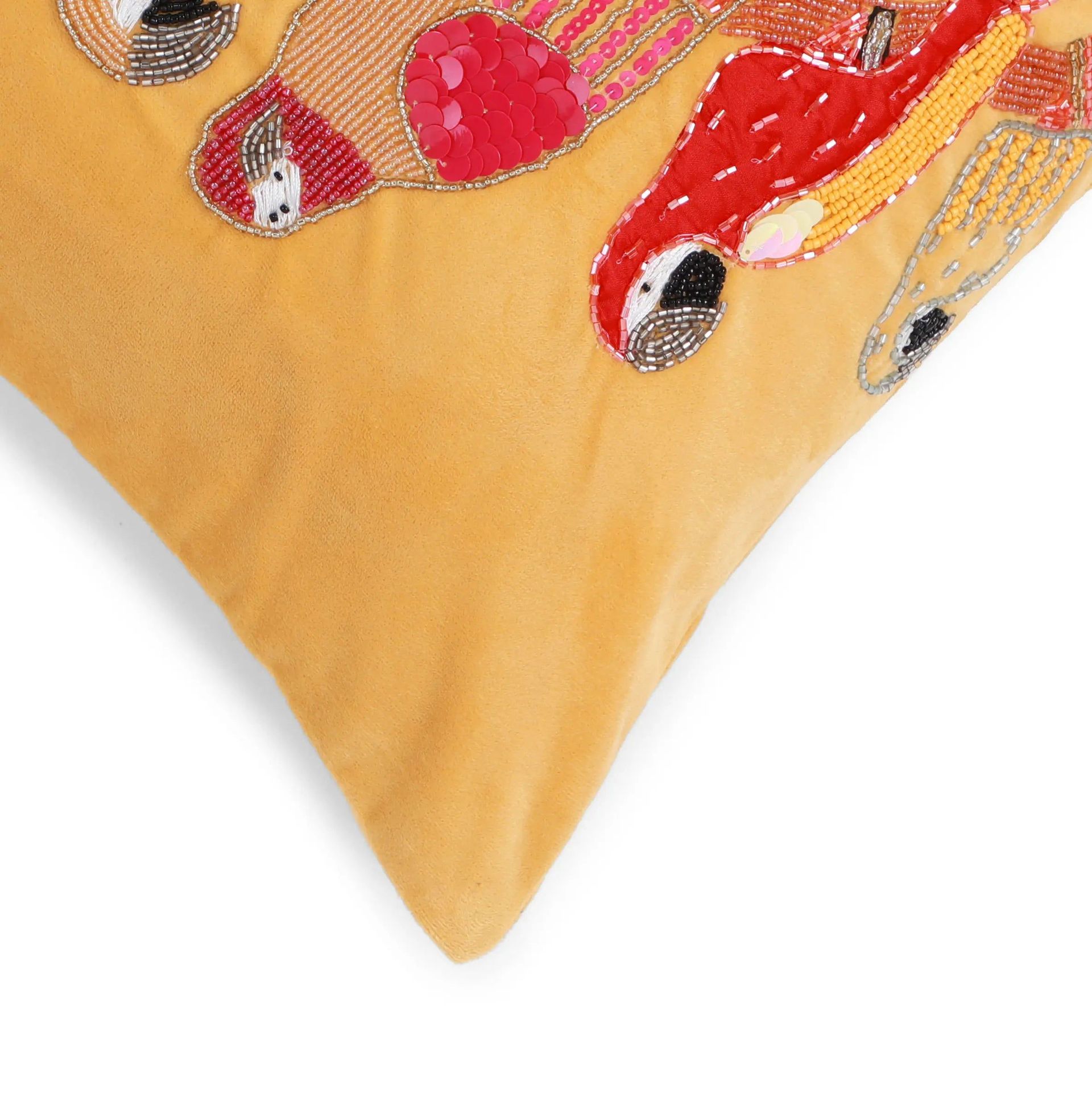 Indian Heritage Velvet Golden Glow Cushion Cover | Espricia