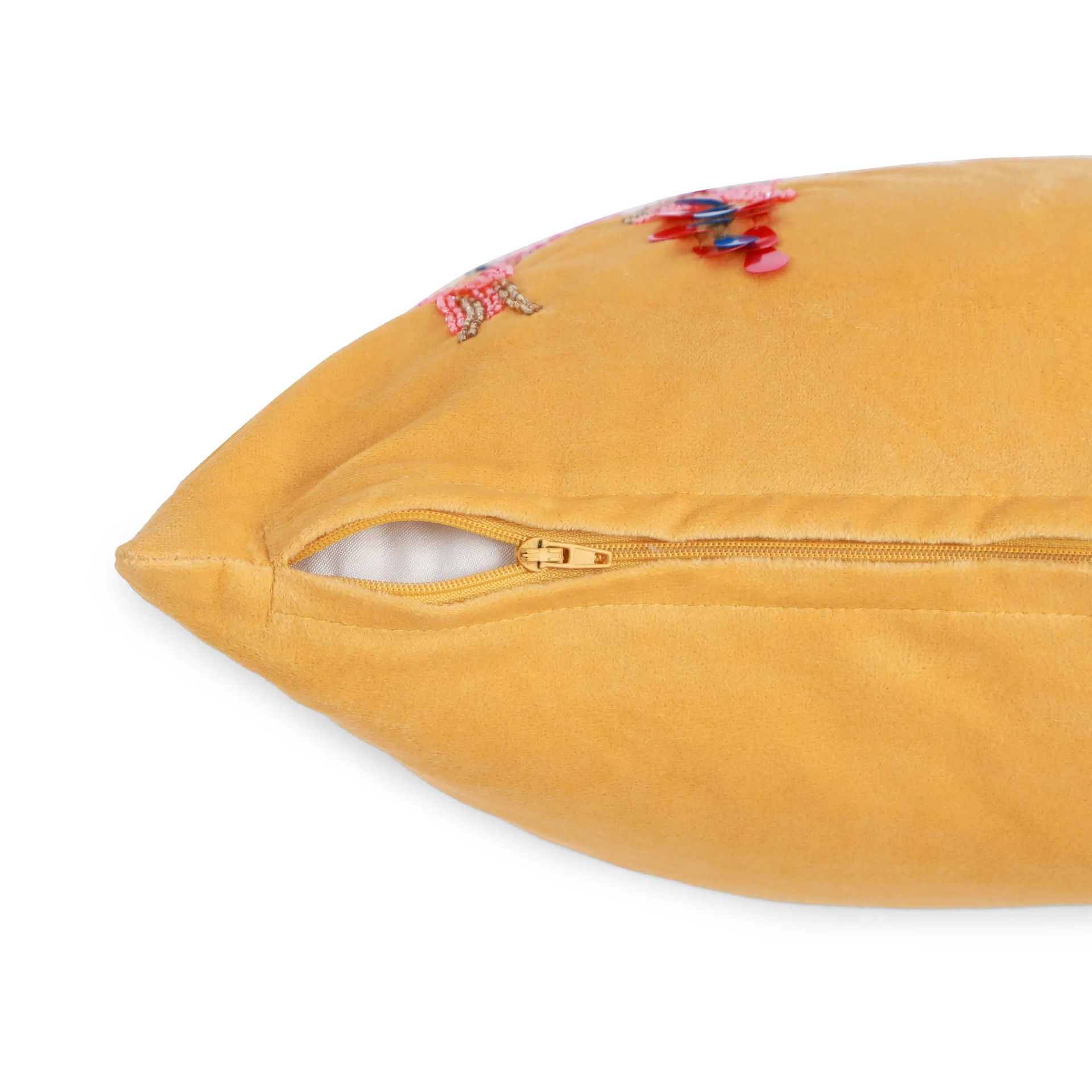 Indian Heritage Velvet Golden Glow Cushion Cover | Espricia