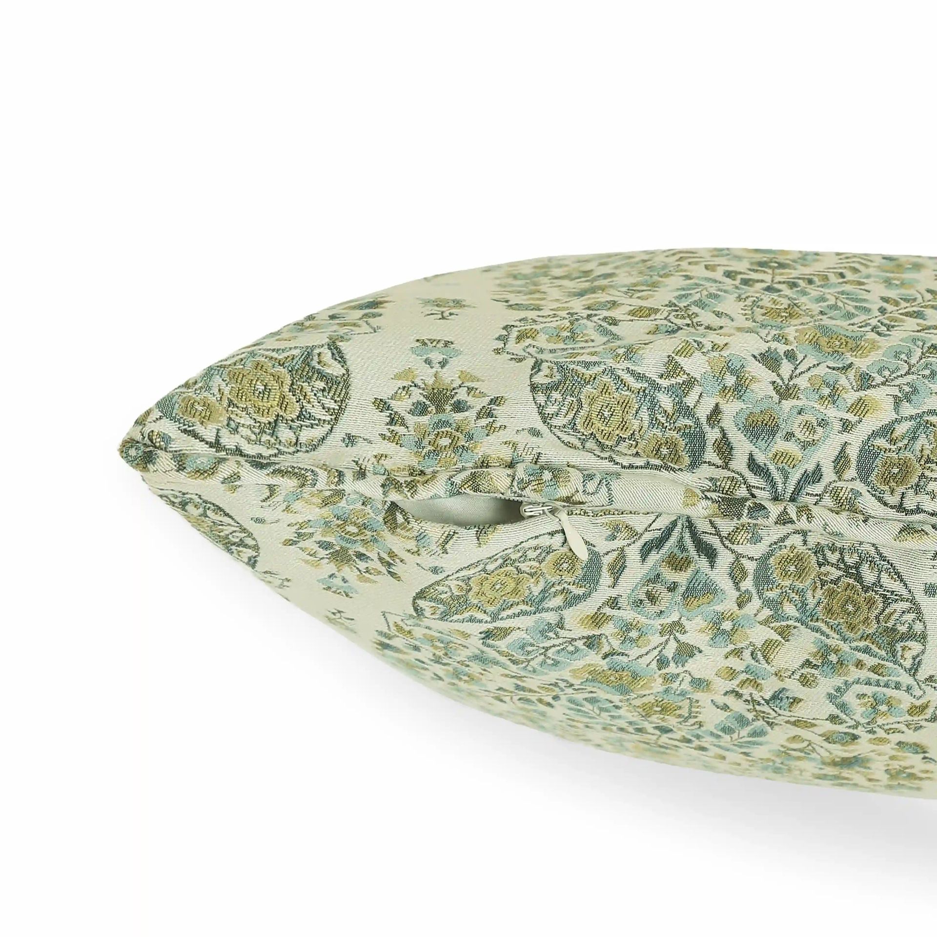 Indian Heritage 100% Polyester Teal Cushion Cover | Espricia