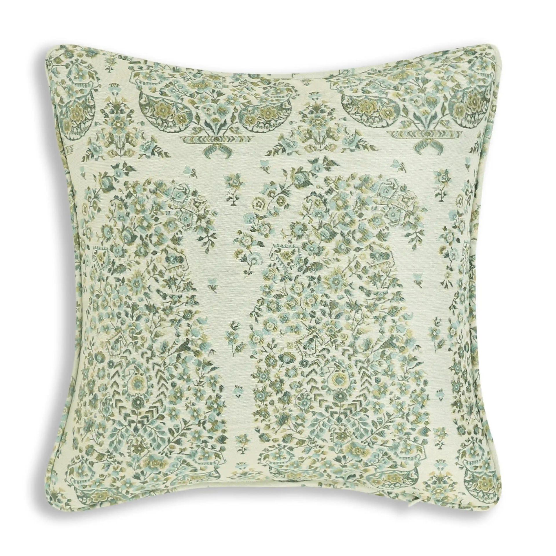 Indian Heritage 100% Polyester Teal Cushion Cover | Espricia